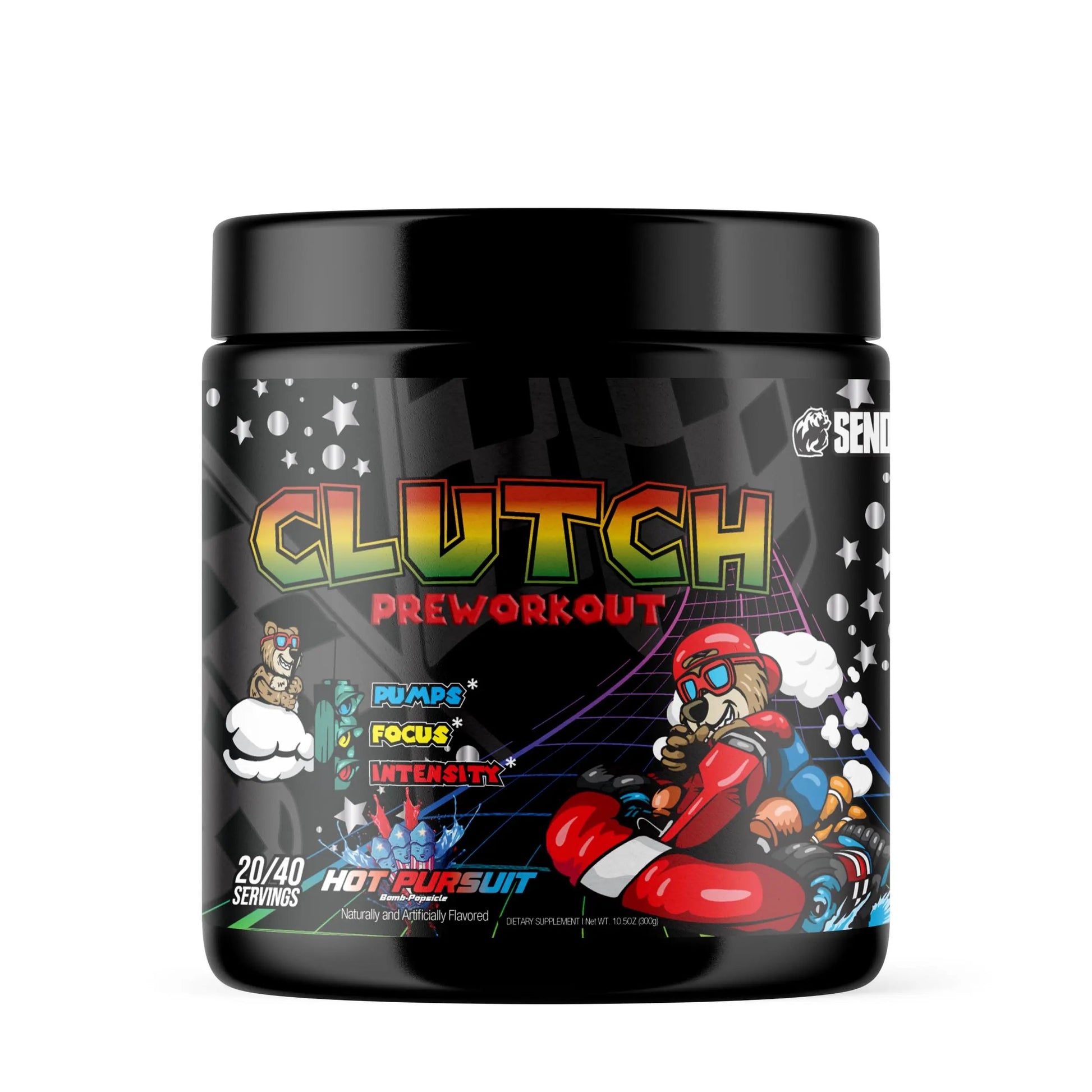Sender Brand Clutch Hot Pursuit - High-Stim Pre-Workout Powerhouse with Beta Alanine