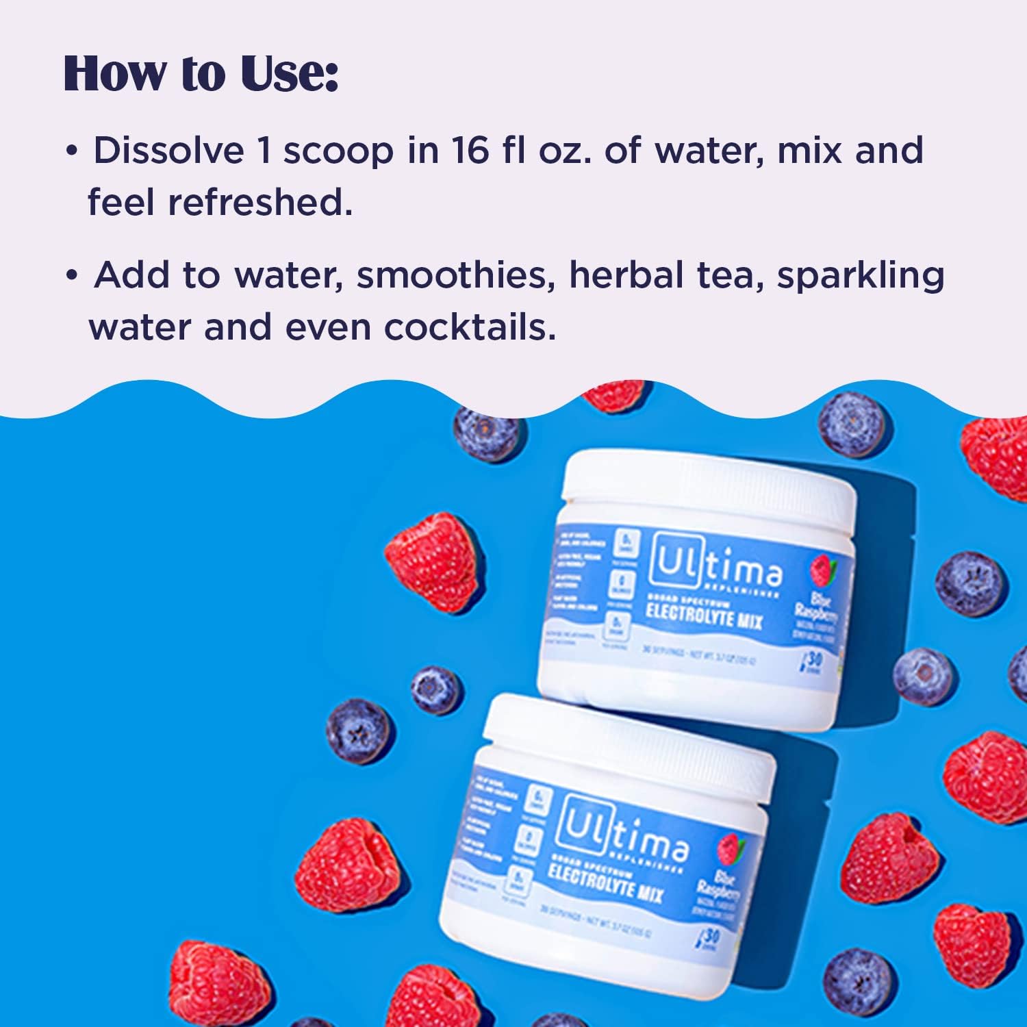 Ultima Replenisher Daily Electrolyte Drink Mix – Blue Raspberry, 30 Servings – Hydration Ultima Replenisher
