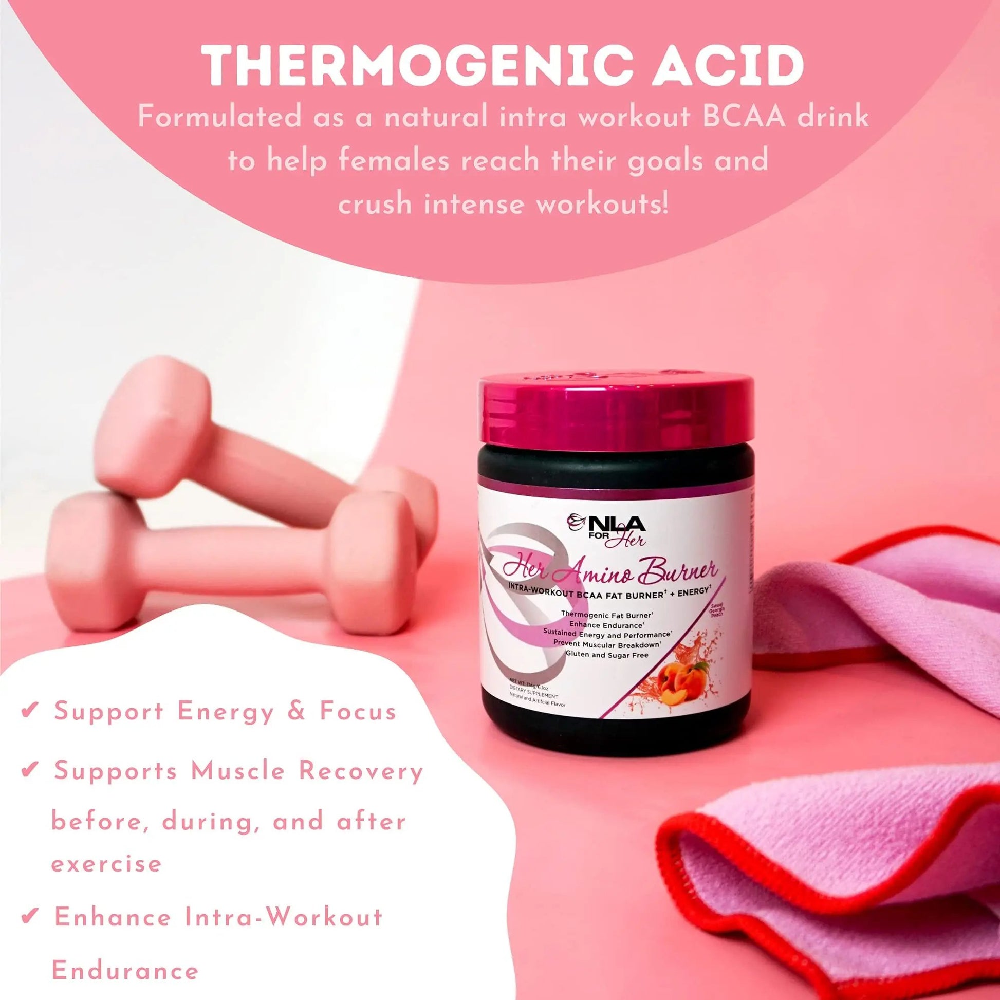 NLA for Her Pre/Intra Workout Stack (Includes Her Thermogenic Amino Georgia Peach and Uplift Pre Workout Raspberry Lemonade)