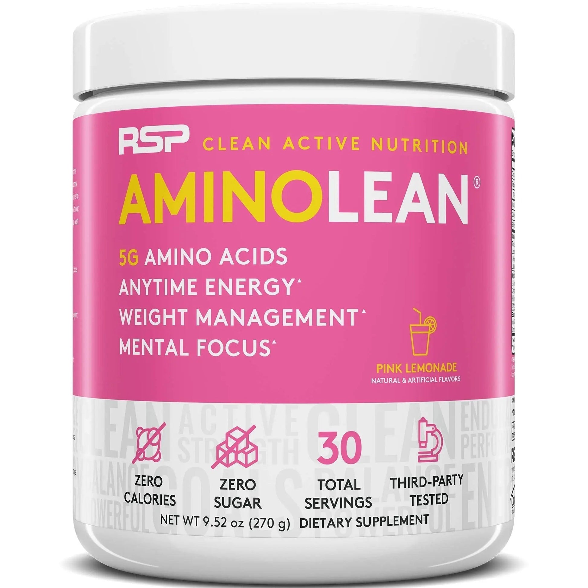 RSP NUTRITION AminoLean Pre Workout Energy (Pink Lemonade 30 Servings) with AminoLean Recovery Post Workout Boost (Tropical Island Punch 30 Servings)
