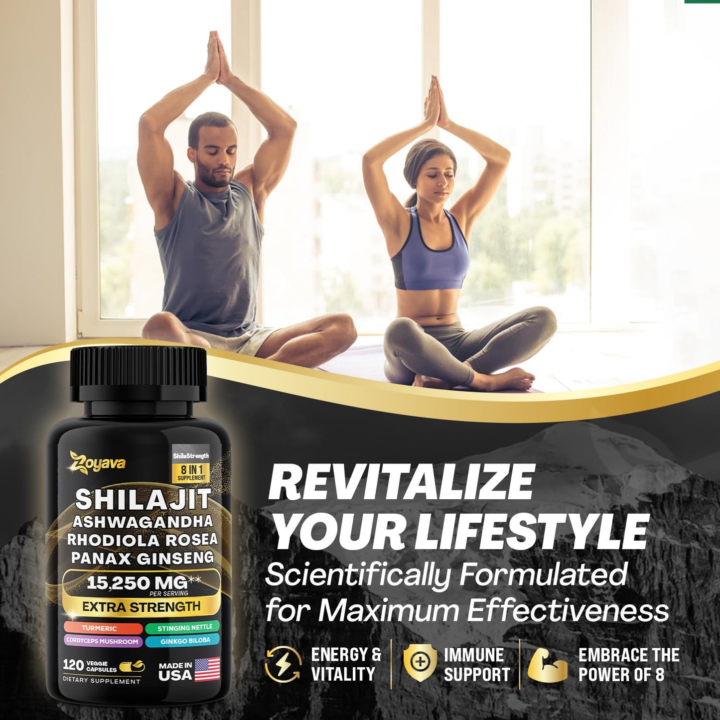 Zoyava Shilajit 9000MG Radiant Health Blend Ashwagandha 2000MG Rhodiola Rosea Zoyava