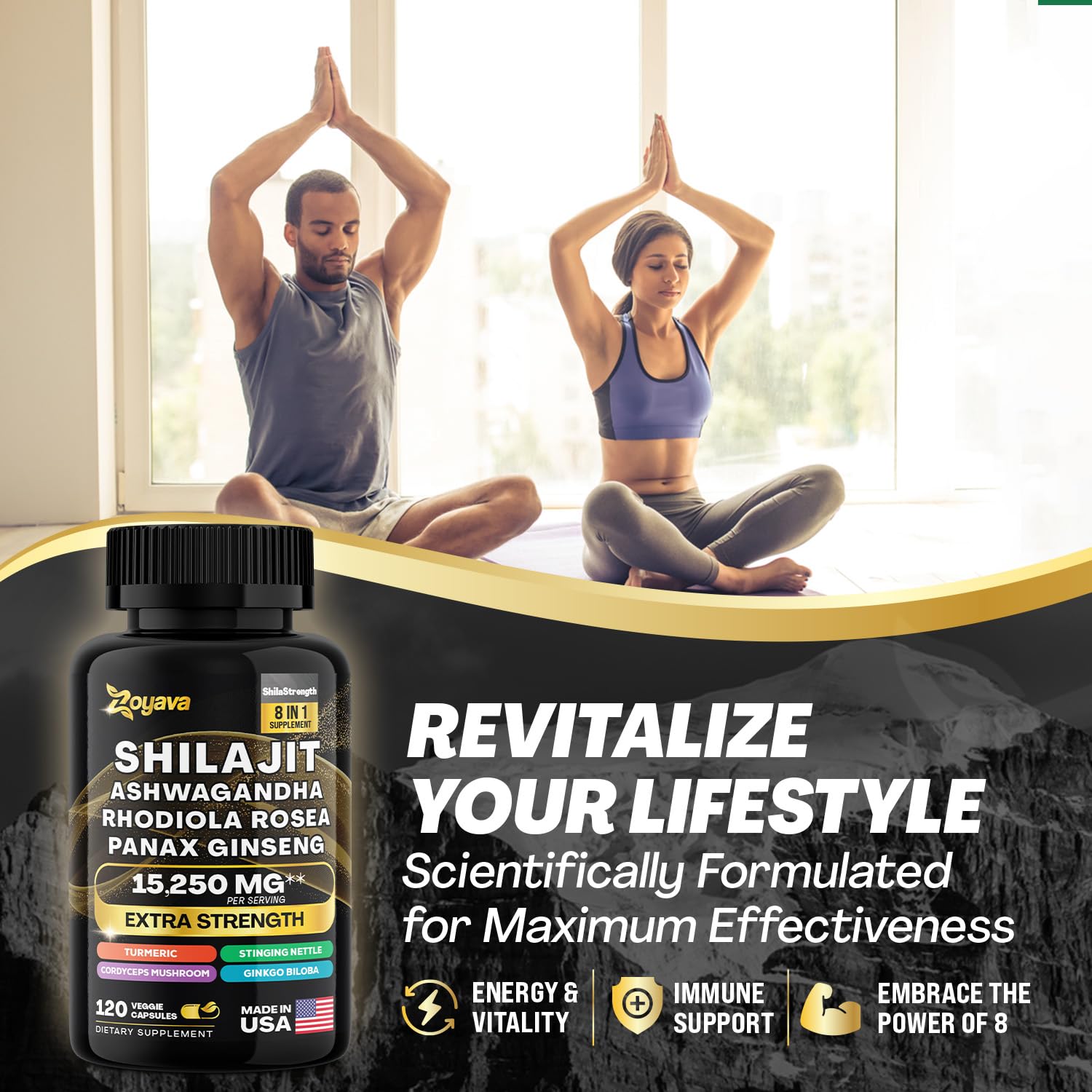Zoyava Shilajit 9000MG Radiant Health Blend Ashwagandha 2000MG Rhodiola Rosea Zoyava