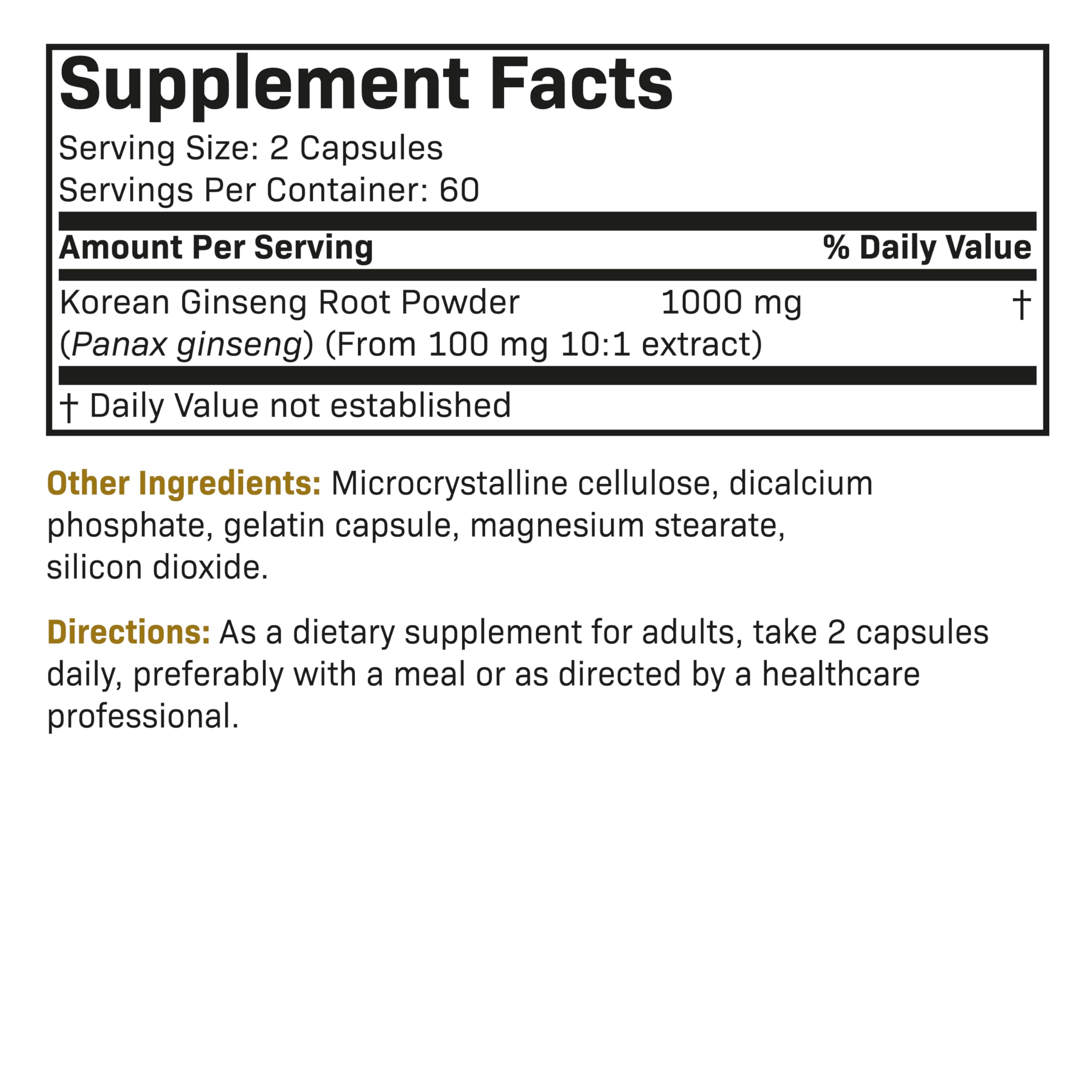 Futurebiotics Korean Panax Ginseng 1000 MG Per Serving Energy, Memory & Brain Health Futurebiotics