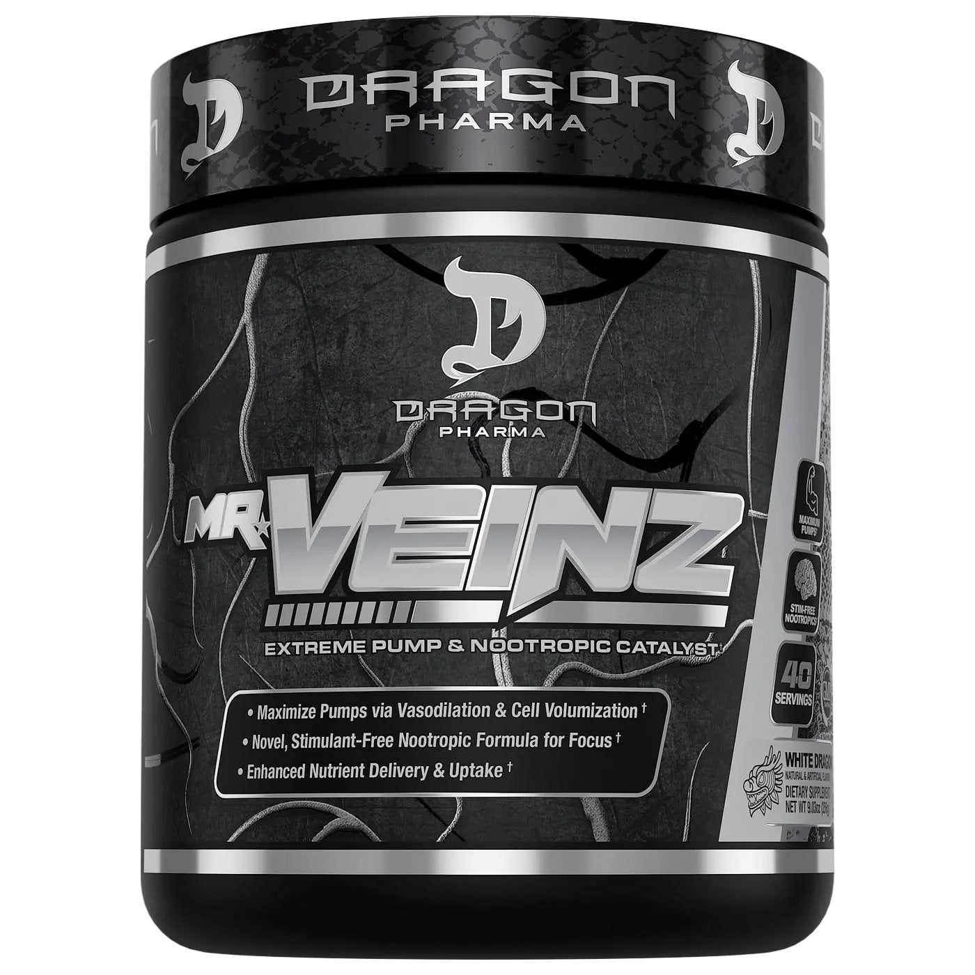 DRAGON PHARMA Mr. Veinz Stim Free Pre-Workout, Extreme Pump & Nootropic Catalyst
