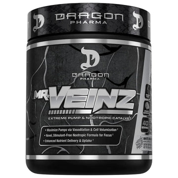 DRAGON PHARMA Mr. Veinz Stim Free Pre-Workout, Extreme Pump & Nootropic Catalyst