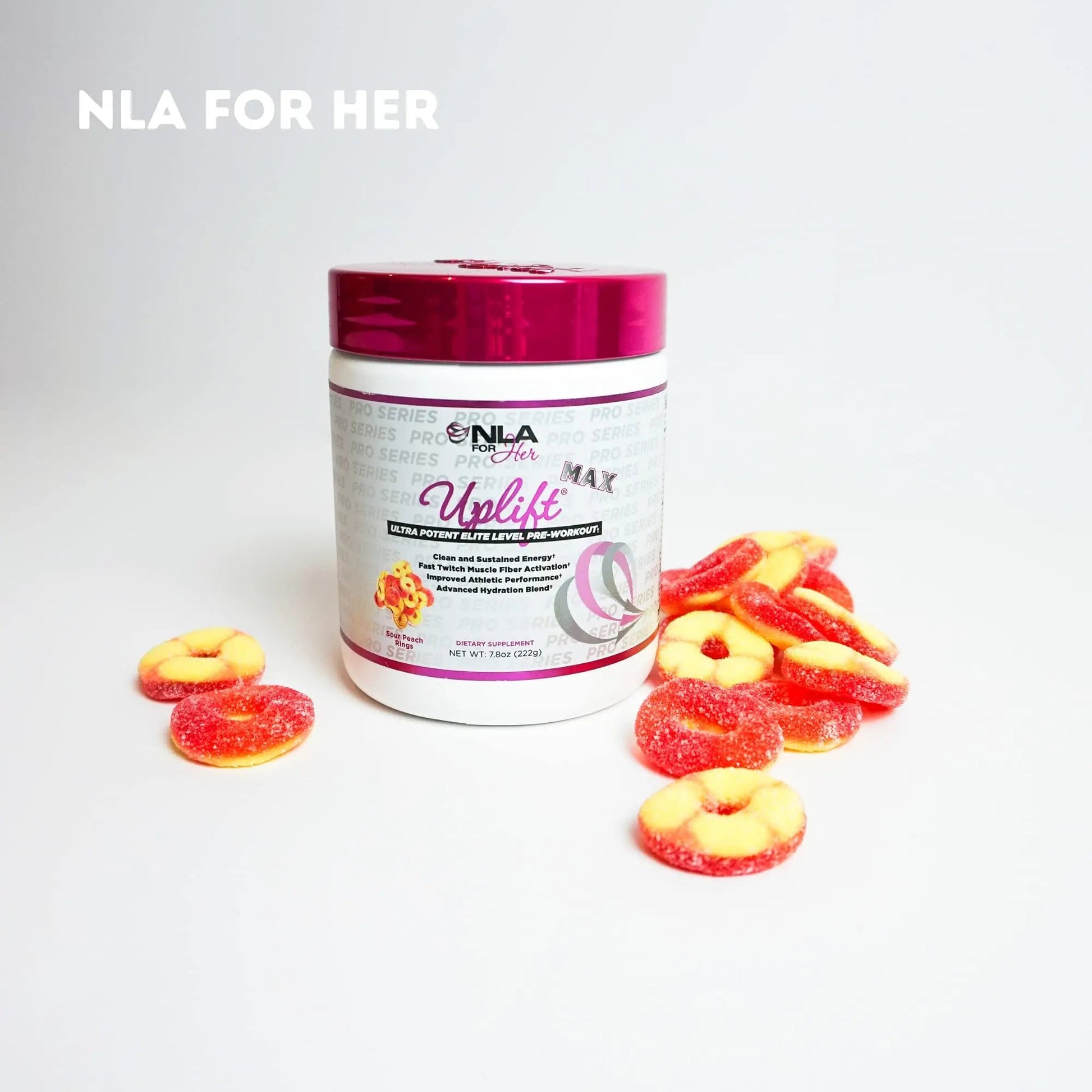 NLA for Her Pre/Intra Workout Stack (Includes Her Thermogenic Amino Georgia Peach and Uplift Max Pre Workout Sour Peach Rings)