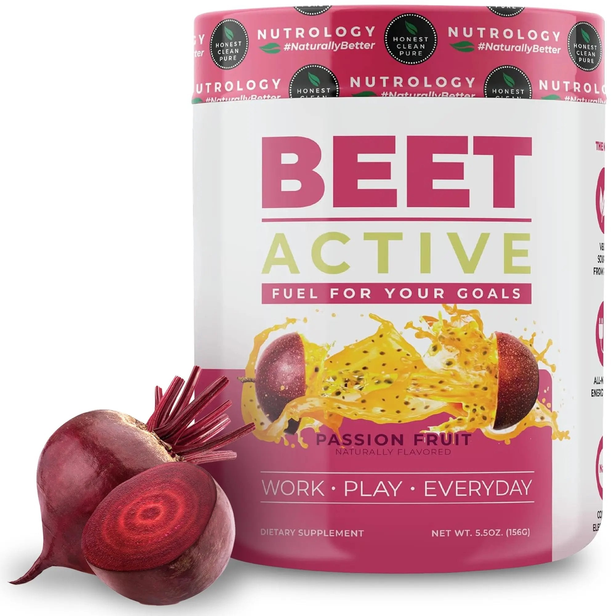 Nutrology Beet Active, Natural Pre-Workout Powder, Supports Energy, Endurance & Nitric