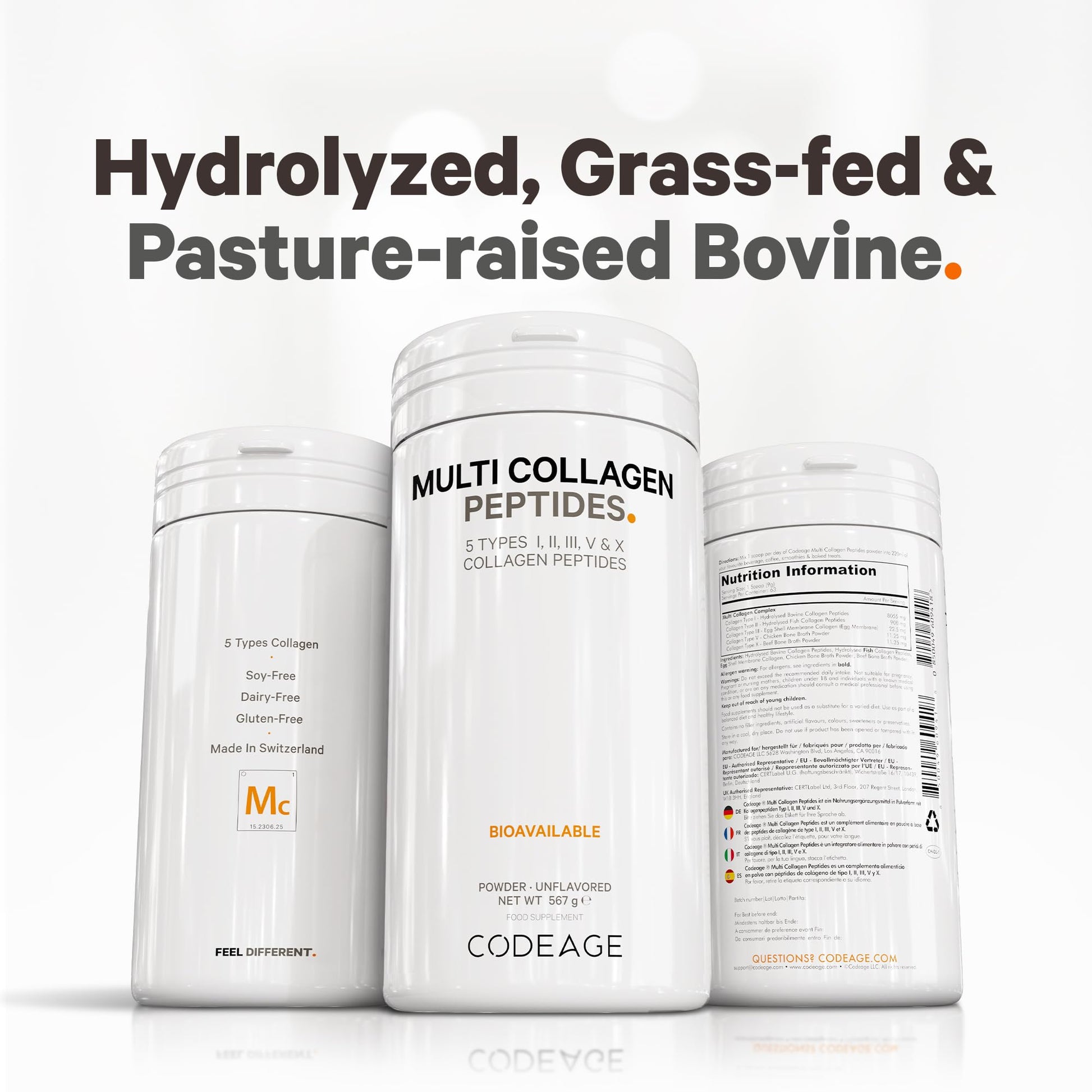 Codeage Multi Collagen Protein Powder Peptides, 2-Month Supply, Hydrolyzed, Type I, II, III, V, X Grass Fed Codeage