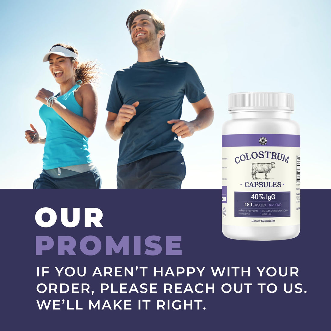 180ct Colostrum Capsules 40% IgG - USA Sourced Bovine Colostrum Powder