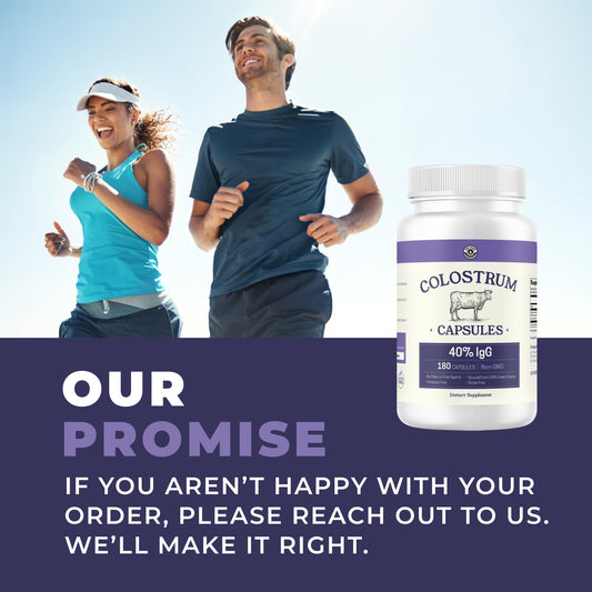 180ct Colostrum Capsules 40% IgG - USA Sourced Bovine Colostrum Powder