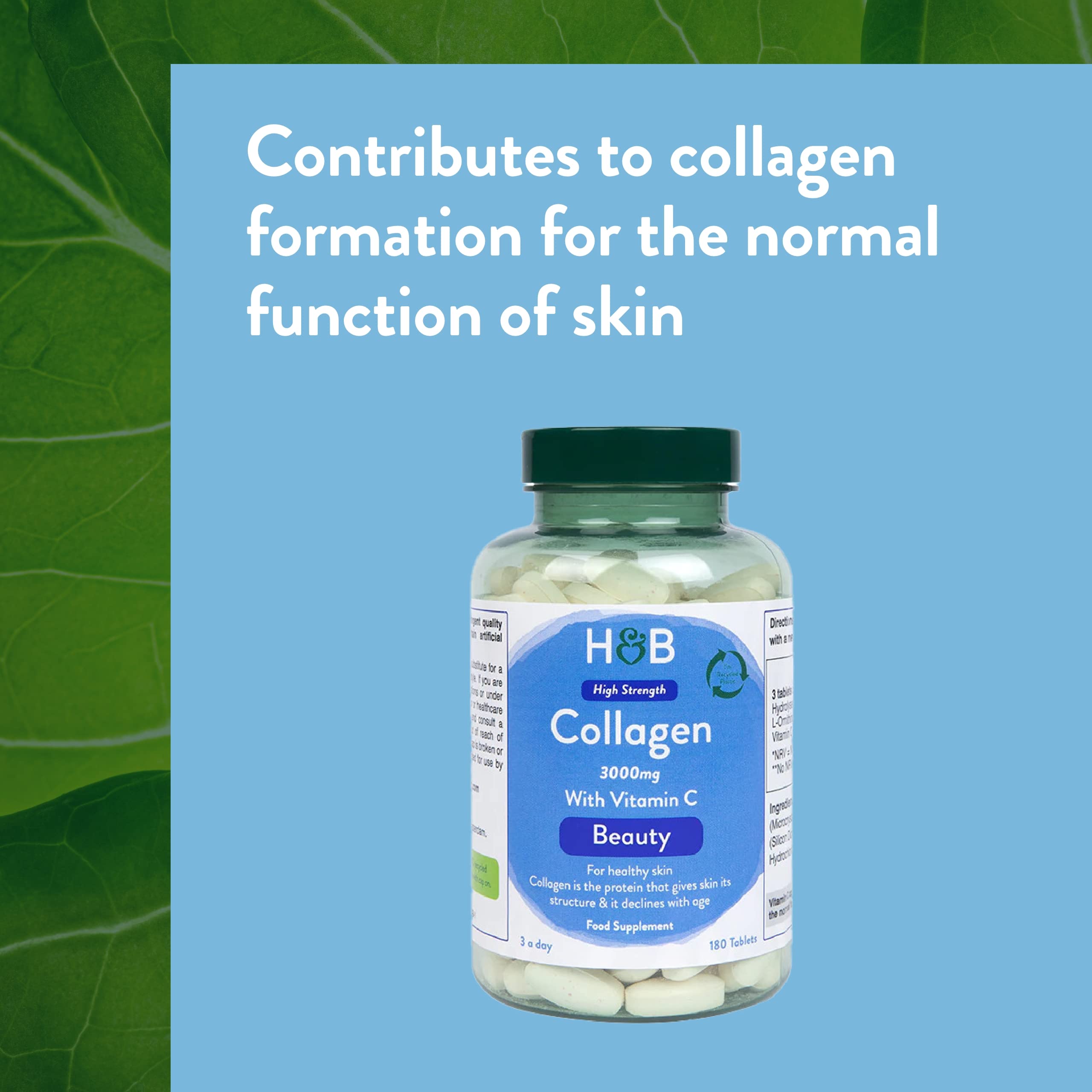 Holland & Barrett Bovine Collagen Tablet 3000mg - Type I Collagen Peptides - Hydrolysed Collagen with Vitamin C - Hair, Skin & Nails Holland & Barrett