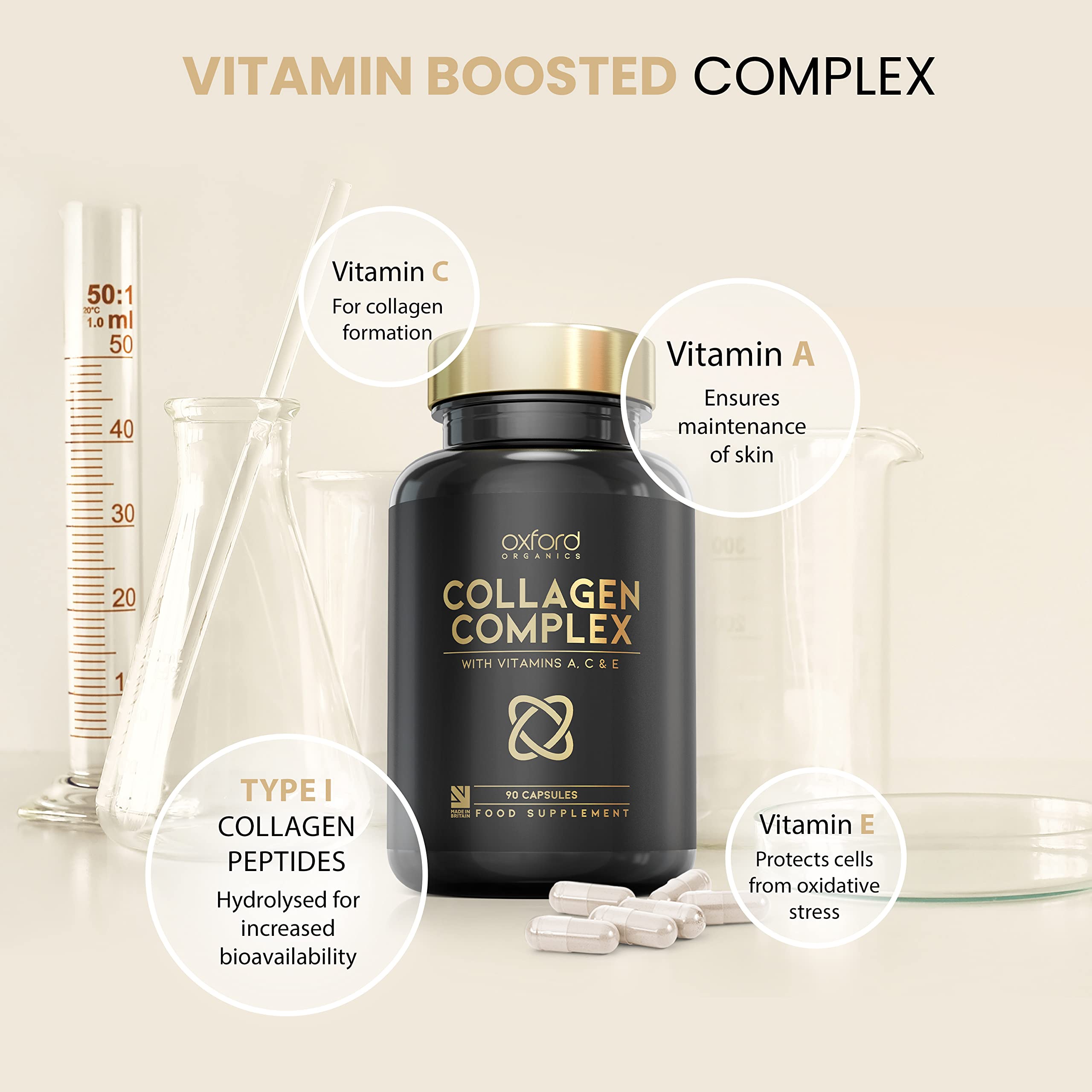 Advanced Collagen Complex | 1593mg Vitamin Boosted Complex for Glowing Hair, Skin & Nails Oxford Organics