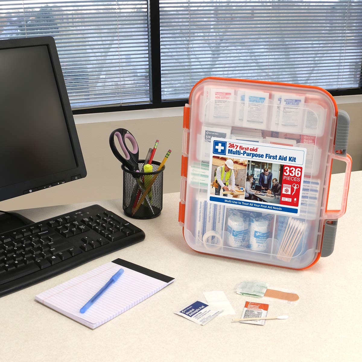 336 Piece First Aid Kit, Plastic Case 24/7 First Aid
