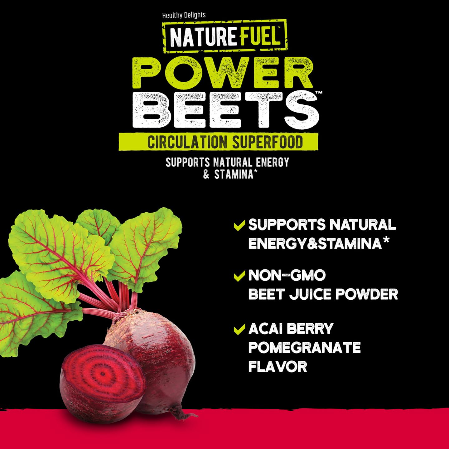 Nature Fuel Power Beets Powder, Delicious Acai Berry Pomegranate, Concentrated Superfood Healthy Delights