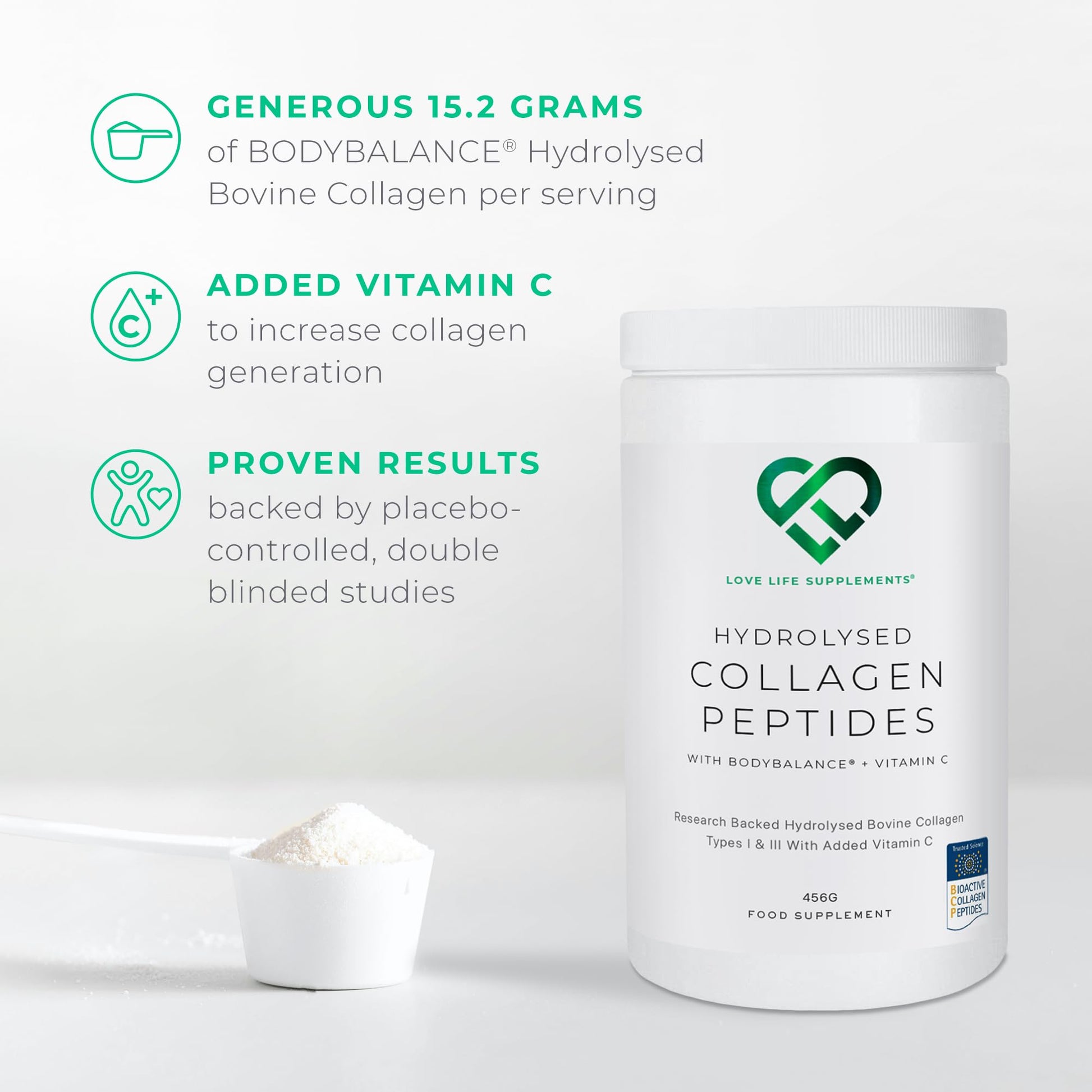 BODYBALANCE® Collagen Powder by LLS - Hydrolysed Bovine Collagen Peptides Types 1 & 3 with Vitamin C - Joint, Ligament LOVE LIFE SUPPLEMENTS