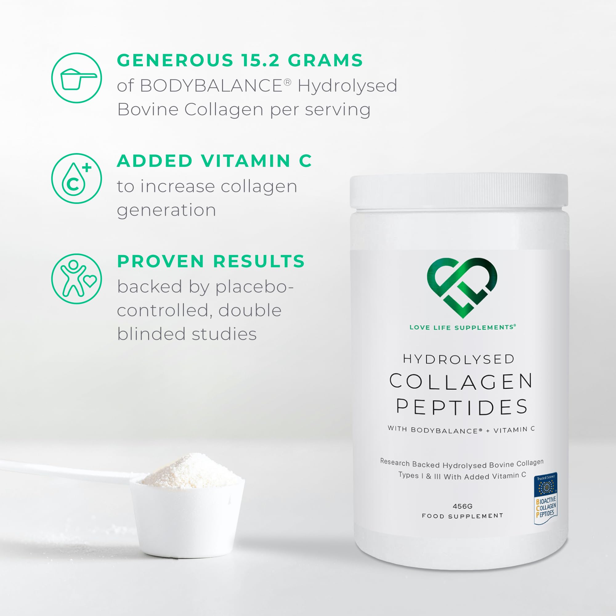 BODYBALANCE® Collagen Powder by LLS - Hydrolysed Bovine Collagen Peptides Types 1 & 3 with Vitamin C - Joint, Ligament LOVE LIFE SUPPLEMENTS