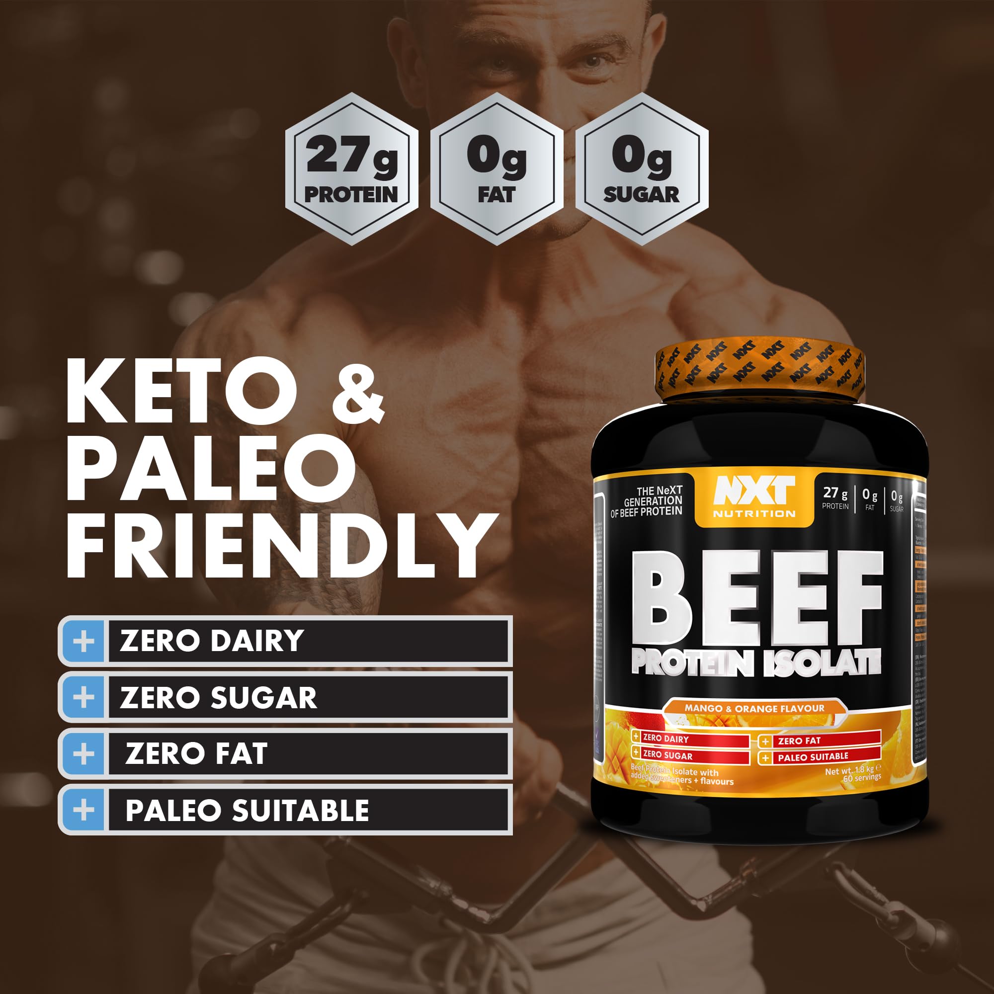 NXT Nutrition Beef Protein Isolate Powder - Protein Powder High in Natural Amino Acids