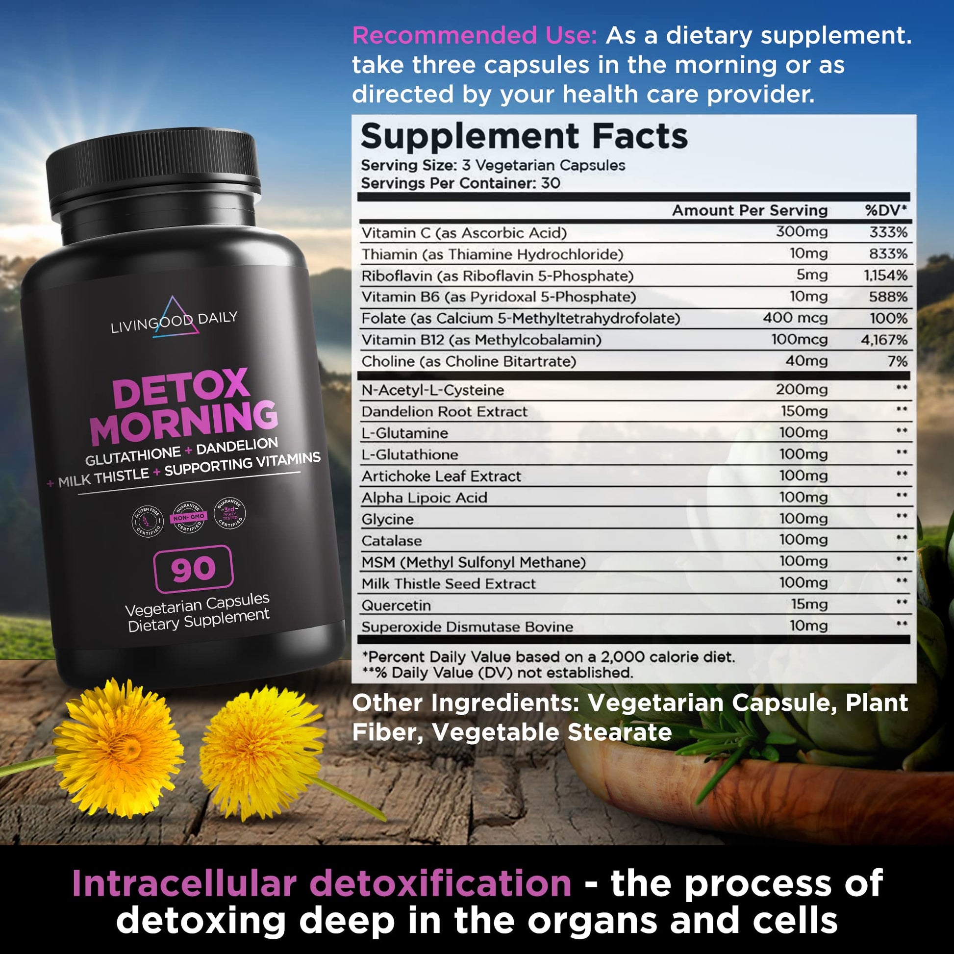 Livingood Daily Detox Pills - Full Body Detox Cleanse for Women & Men with Milk Thistle Livingood Daily