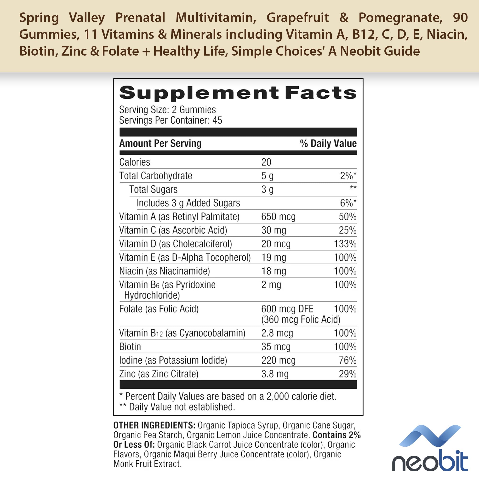 Spring Valley Prenatal Multivitamin, Grapefruit & Pomegranate, 90 Gummies, 11 Vitamins