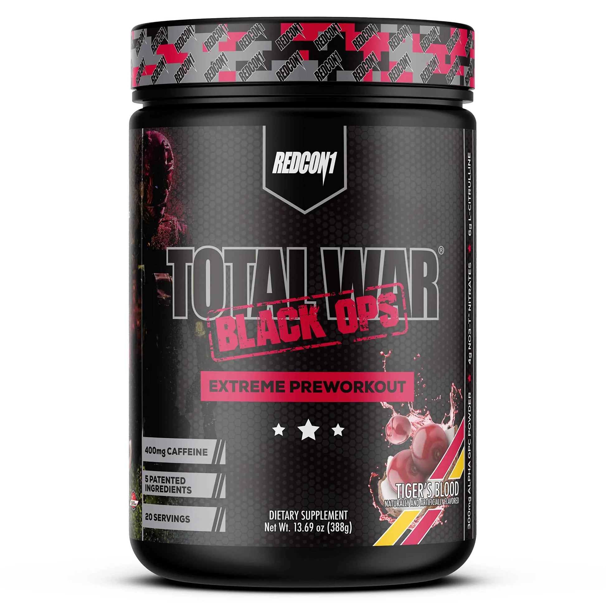 REDCON1 Total War Black Ops Extreme Preworkout Powder, Tigers Blood, High Stimulant