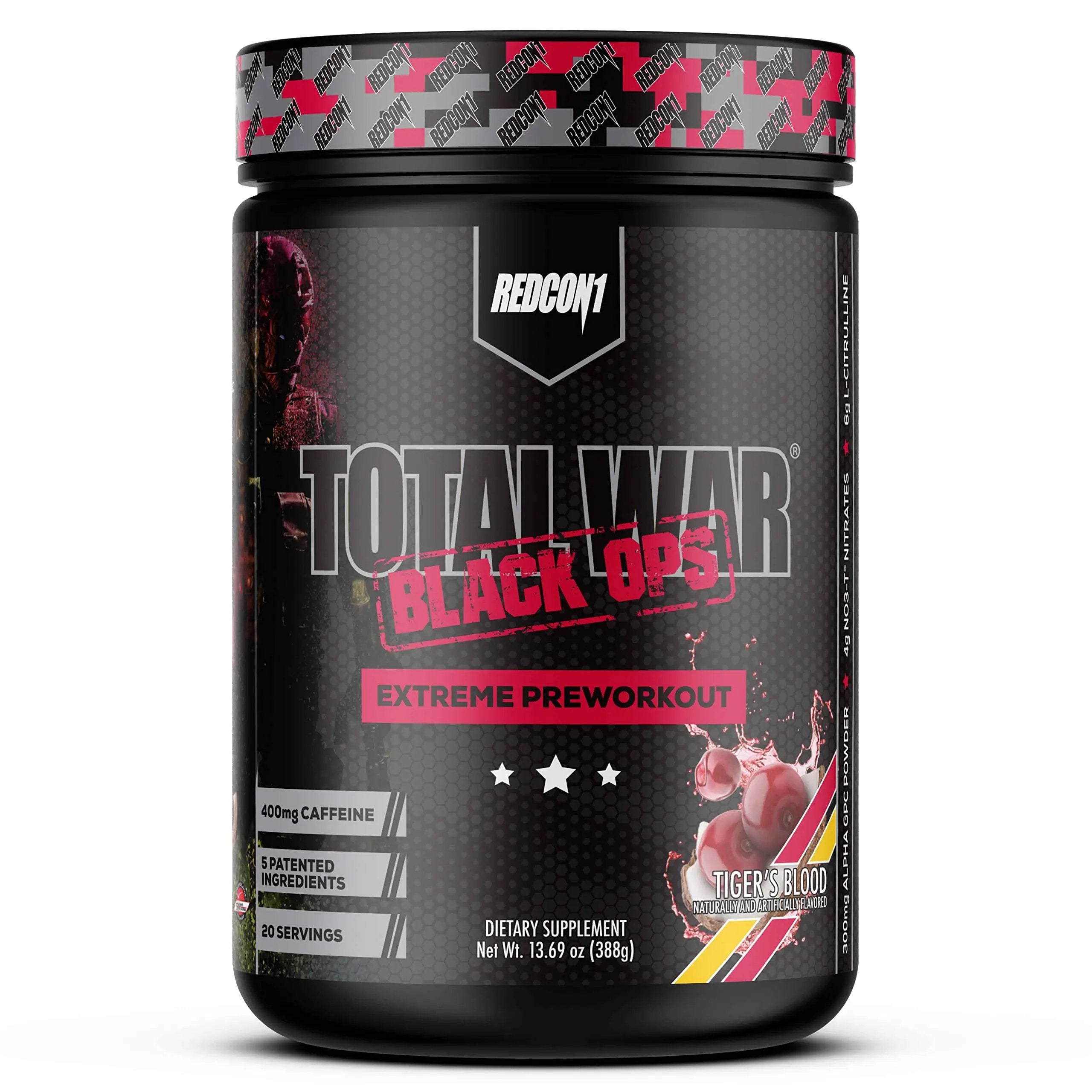 REDCON1 Total War Black Ops Extreme Preworkout Powder, Tigers Blood, High Stimulant
