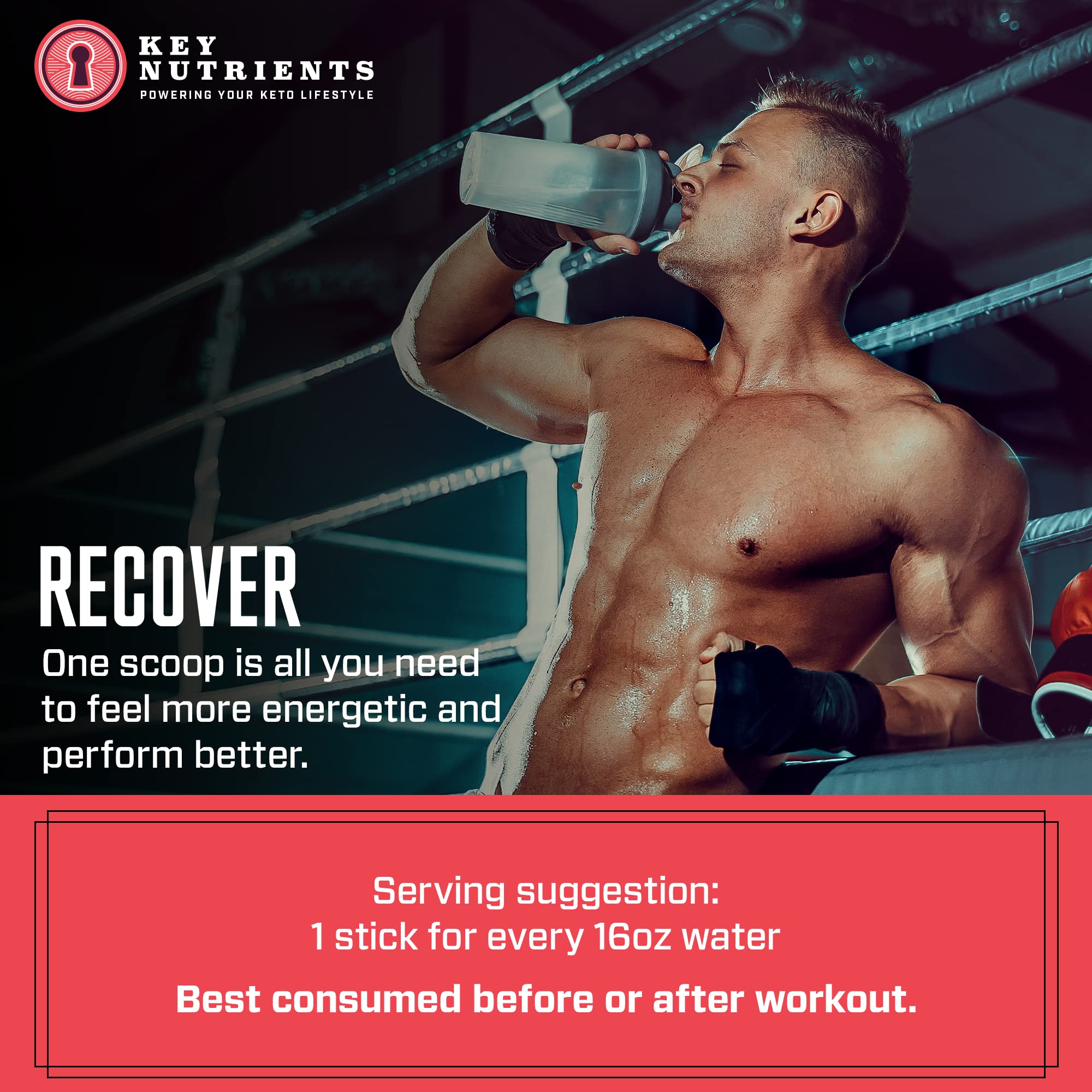 KEY NUTRIENTS Multivitamin Electrolytes Powder Packets - Sweet Cherry-Pom 20 Pack KEY NUTRIENTS