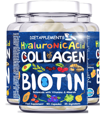 Marine Collagen Type1&3 1800mg, Biotin 10000mcg/serving, Hyaluronic Acid, Vitamins, Minerals, Botanicals