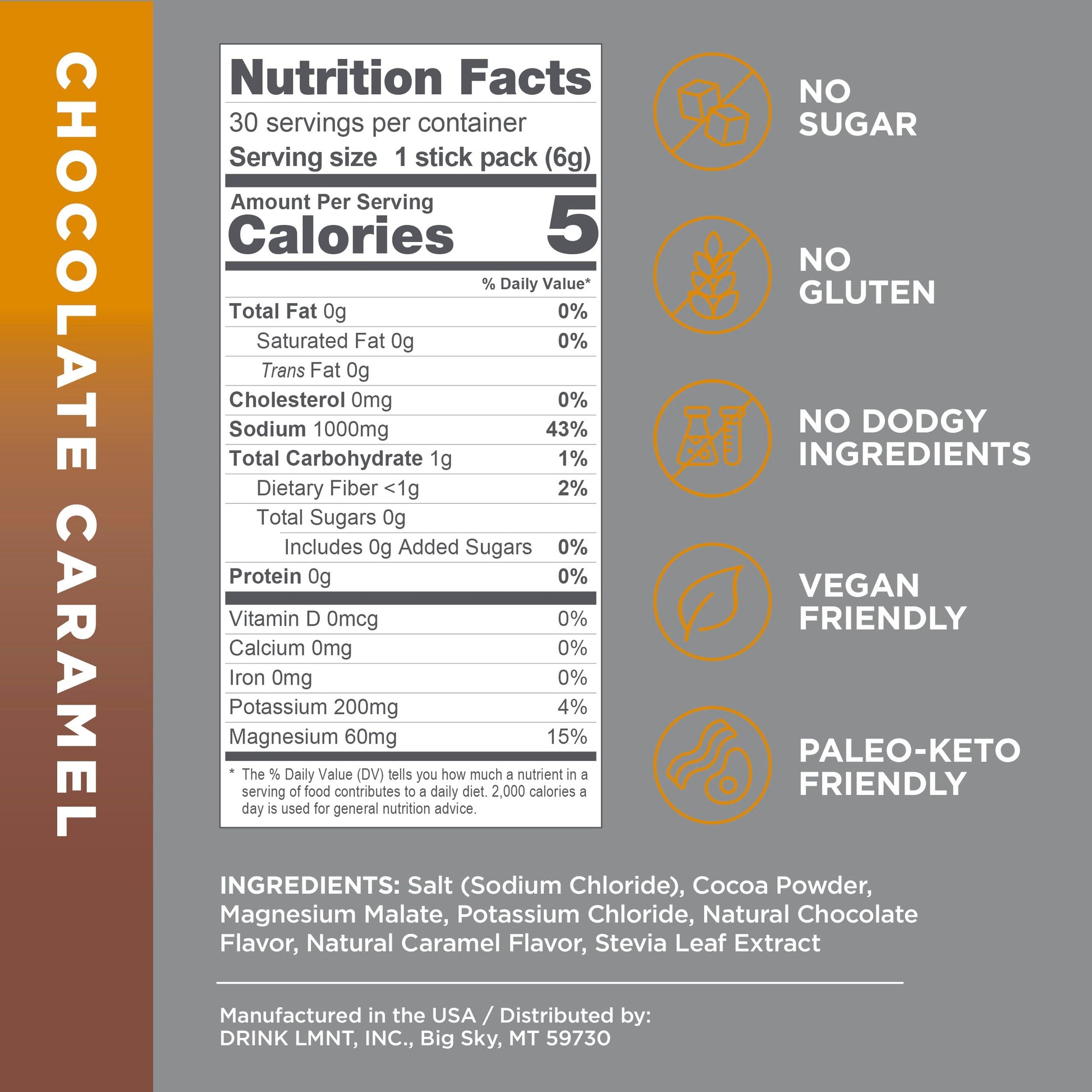 LMNT Hot Chocolate and Coffee Mixer - Chocolate Caramel Salt Electrolytes | No Sugar Drink LMNT