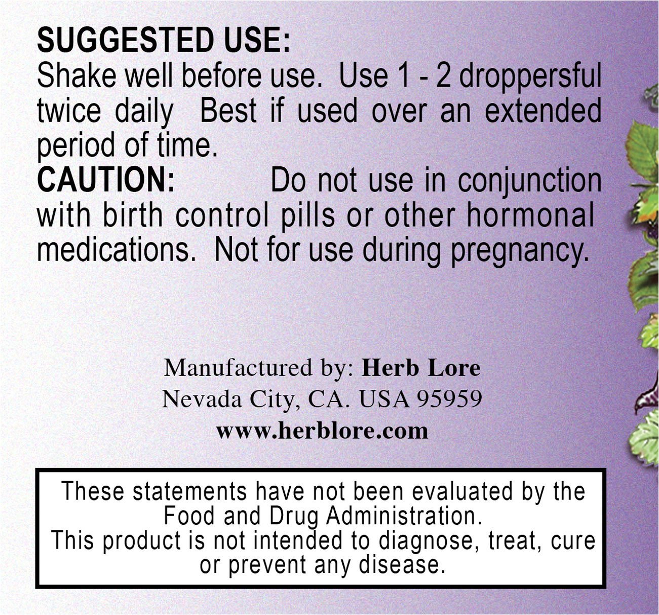 Herb Lore Vitex Tincture - 4 fl oz - Liquid Chaste Tree Berry Extract - Chasteberry Supplement for Women Herb Lore