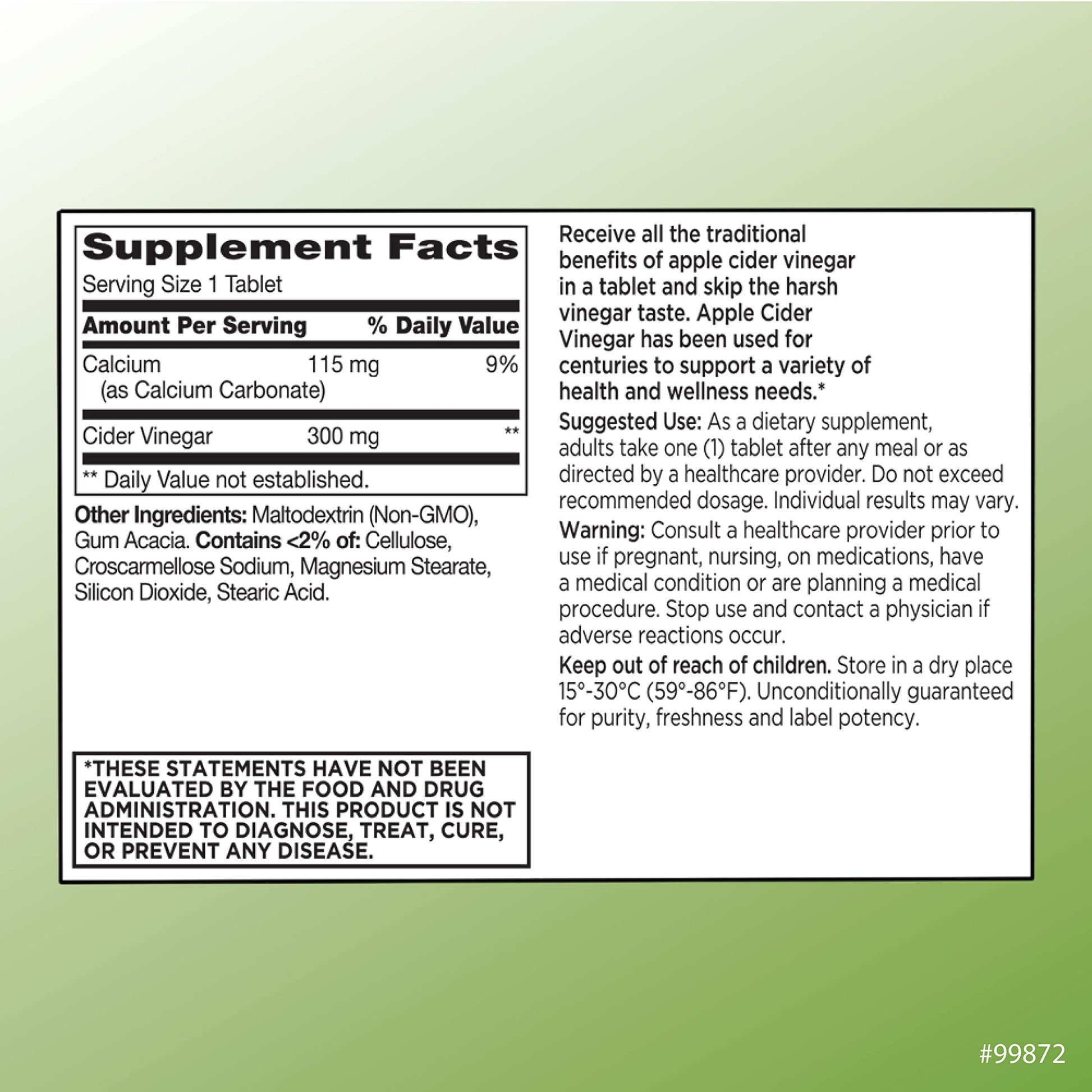 Quality Choice Apple Cider Vinegar 300 mg - General Health and Wellness - Dietary Supp Quality Choice