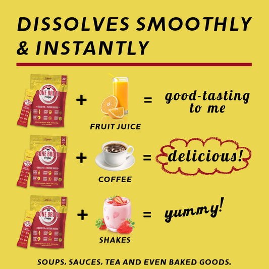 Zammex Bone Broth Packets-20g Collagen Protein-Beef Bone Broth Powder to Go-30 Travel Zammex