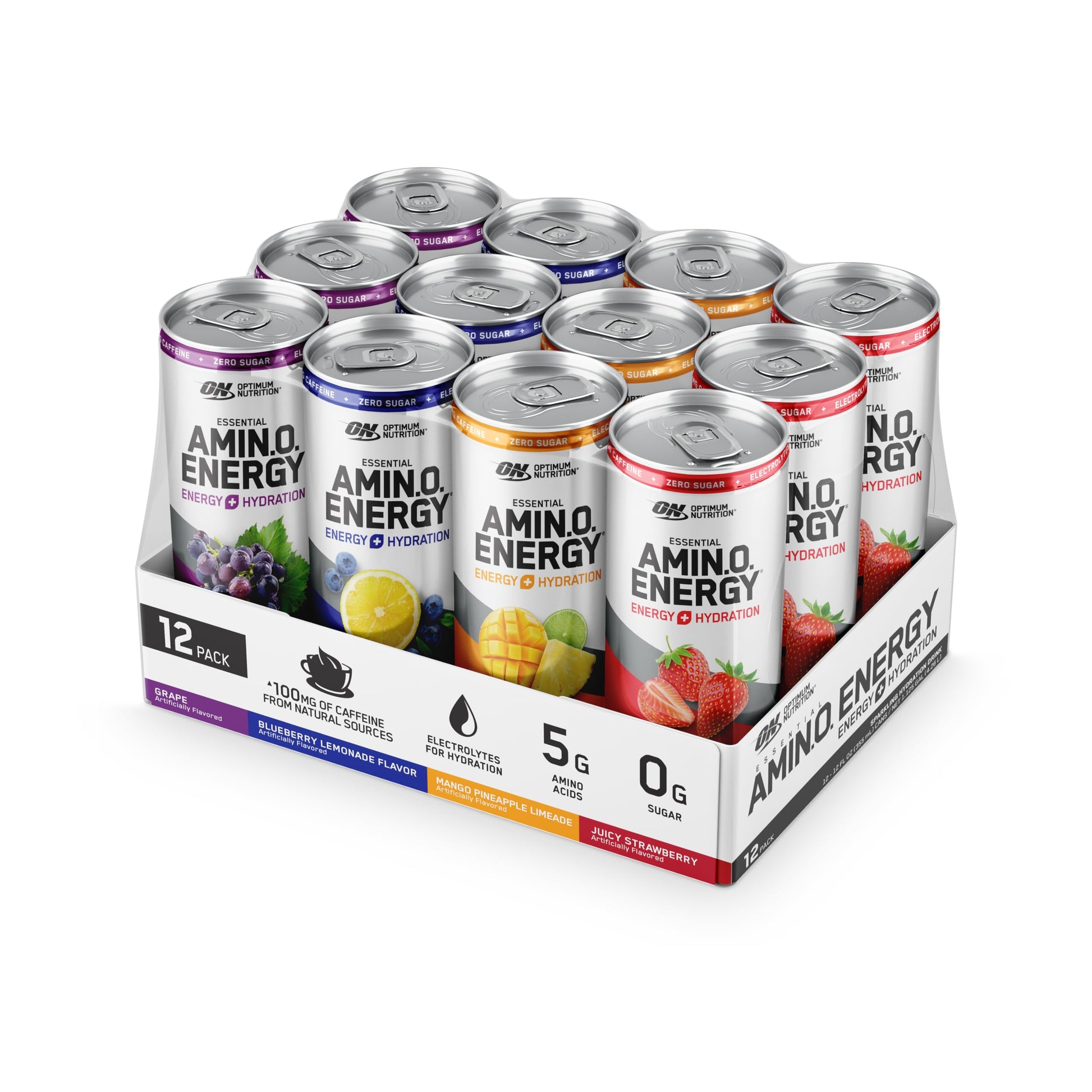 Optimum Nutrition Amino Energy Sparkling Hydration Drink, Electrolytes, Caffeine, Amino Optimum Nutrition