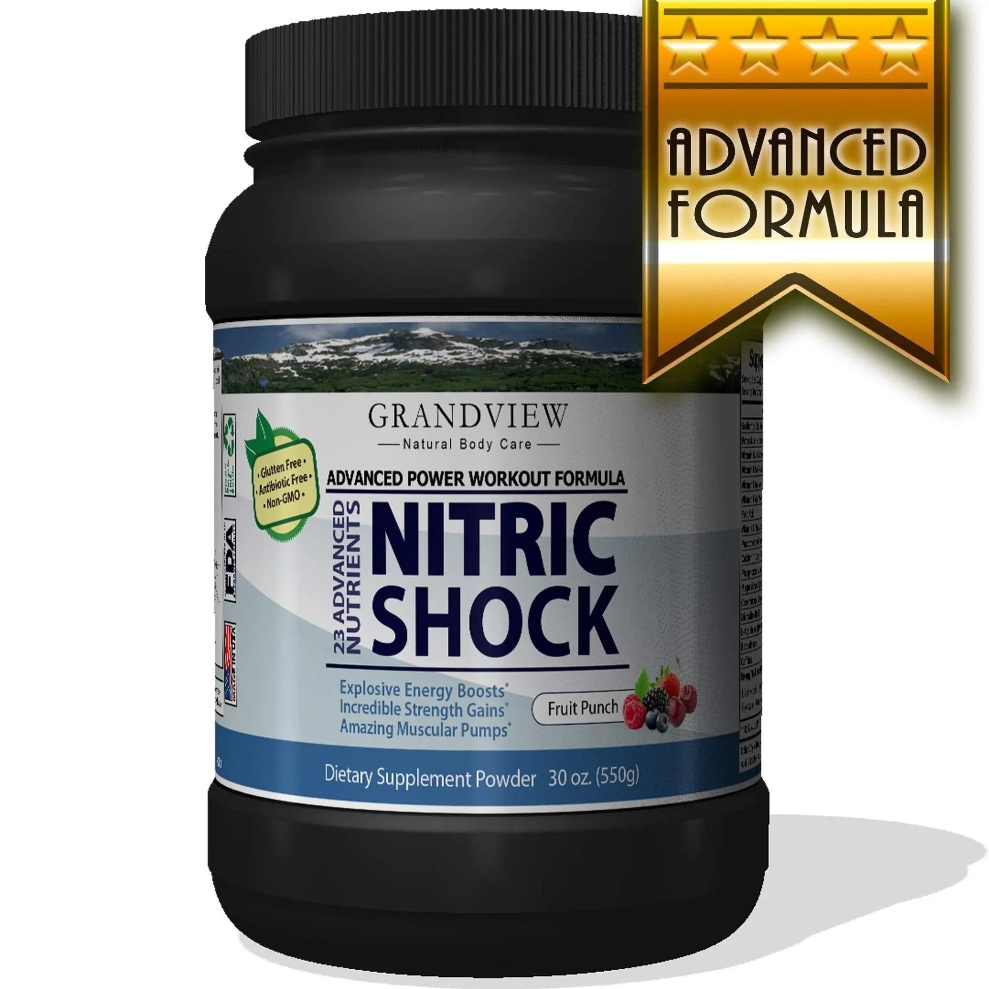 N Shock- Pre Workout Powder, x10 Strength, 44 Servings, (Fruit Punch) Boost Energy, Increase Endurance and Focus, Beta-Alanine, 175mg Caffeine, Citrulline Malate, Nitric Oxide Booster - Keto Friendly