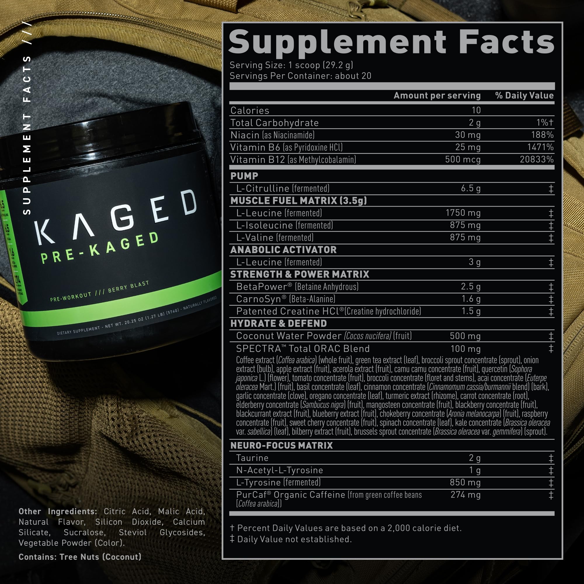 Kaged Original Pre Workout Powder | Berry Blast | Pre-Kaged | Formulated with Creatine Kaged
