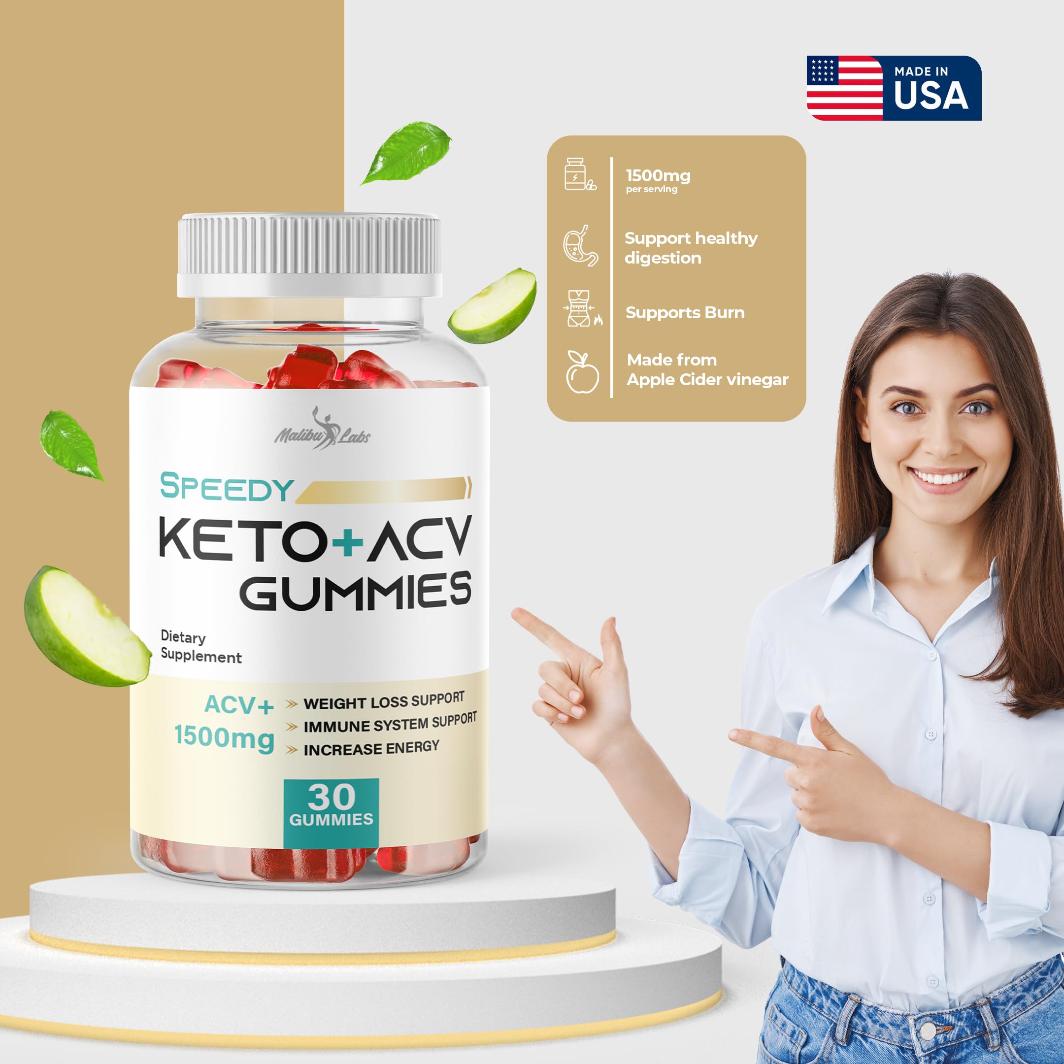 Speedy Keto acv Gummies - 1500mg Once a Day, Time Released Advanced Ketogenic Malibu Labs