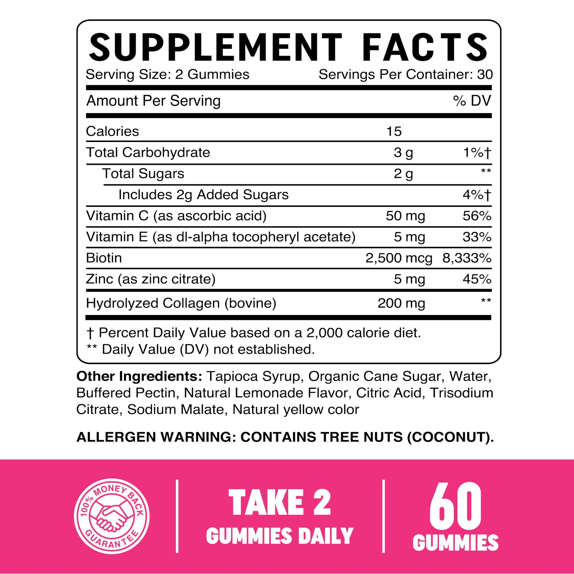 Collagen Gummies for Women | 200mg Hydrolyzed Collagen + 2500mcg Biotin, with Vitamin C, E & Zinc MAV NUTRITION