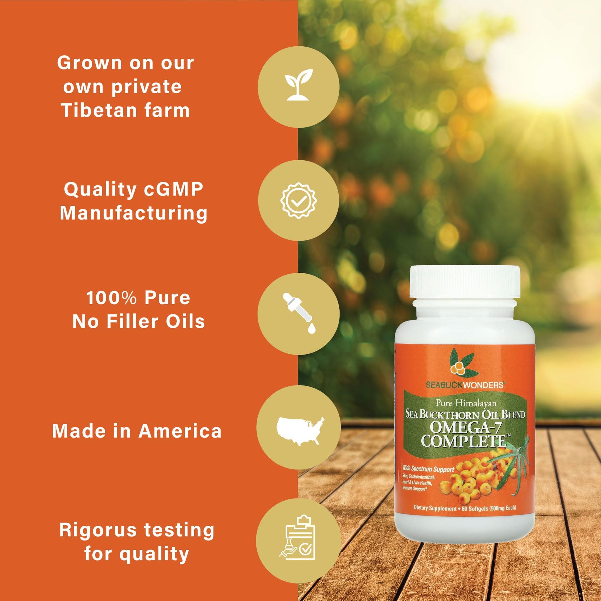 SeabuckWonders Sea Buckthorn Oil Blend, Omega-7 Complete, Max Potency, 120 Count SEABUCKWONDERS