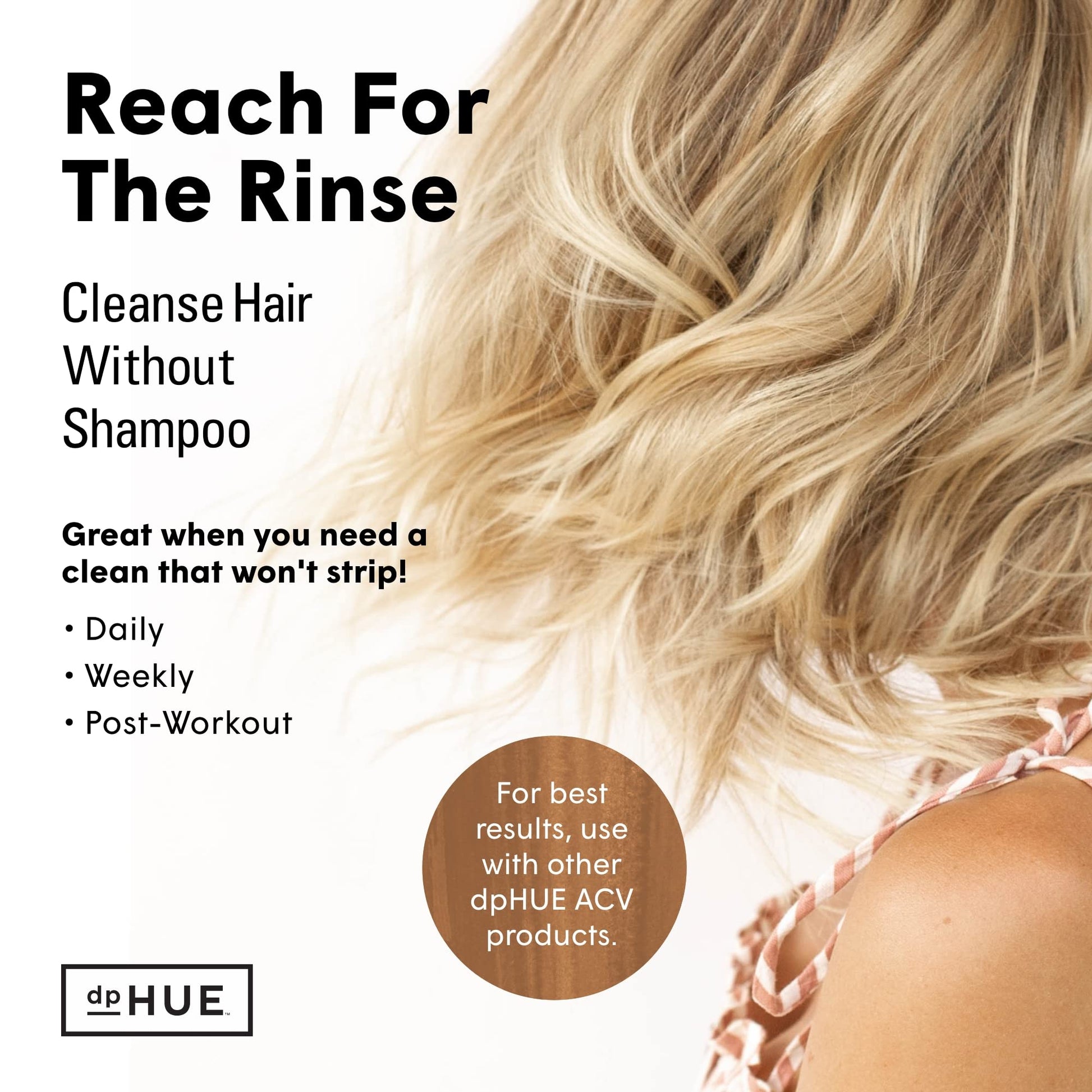 dpHUE Apple Cider Vinegar Hair Rinse, 8.5 oz - Shampoo Alternative & Scalp Cleanser dpHUE