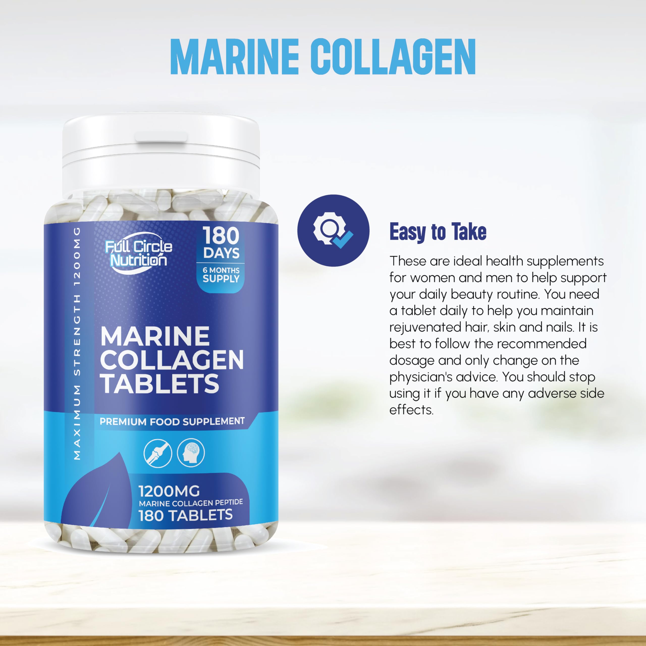 Marine Collagen Tablets 1200MG - 2400MG - 180 Days Supply Generic