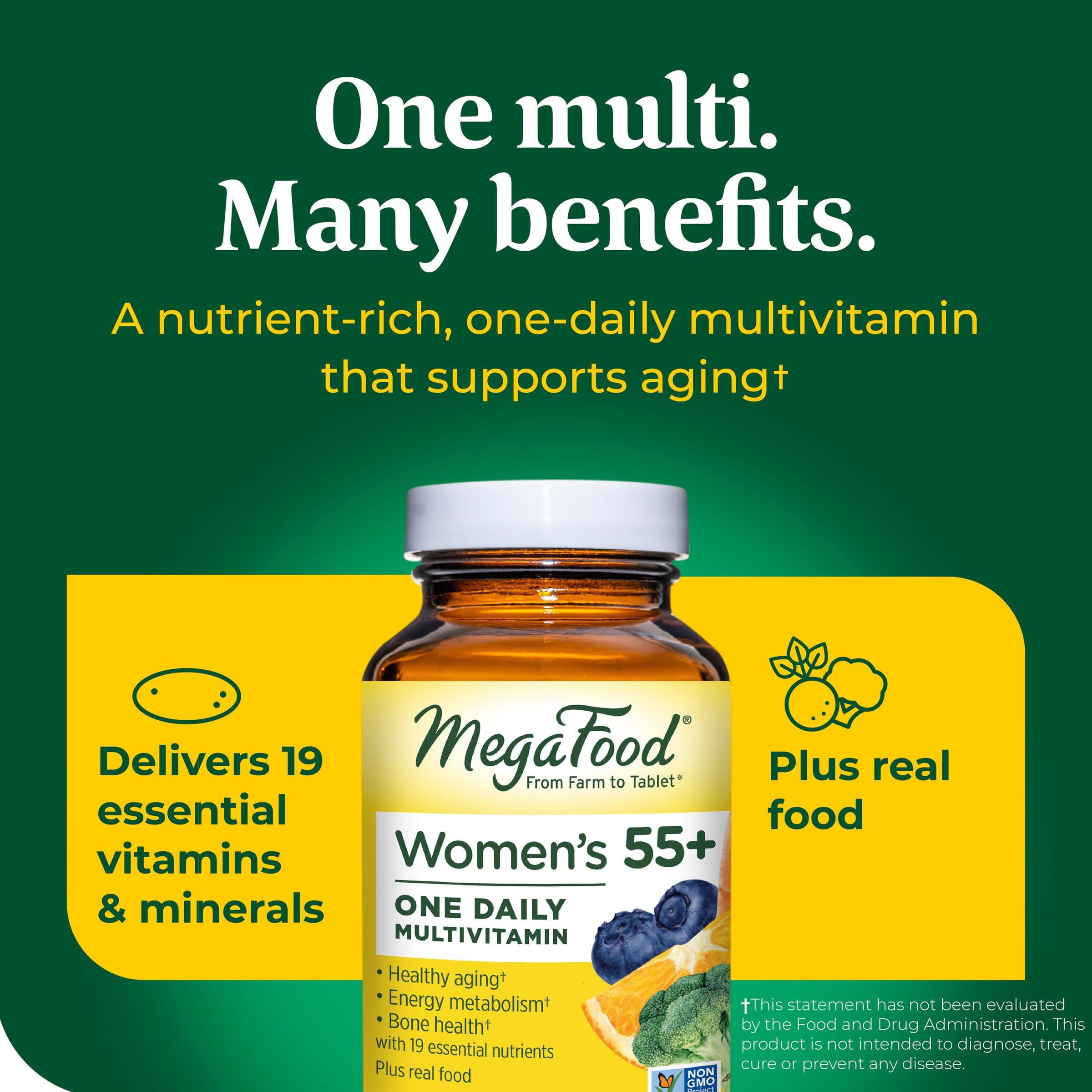 MegaFood Women's 55+ One Daily Multivitamin for Women with Vitamin A, Vitamin C MegaFood