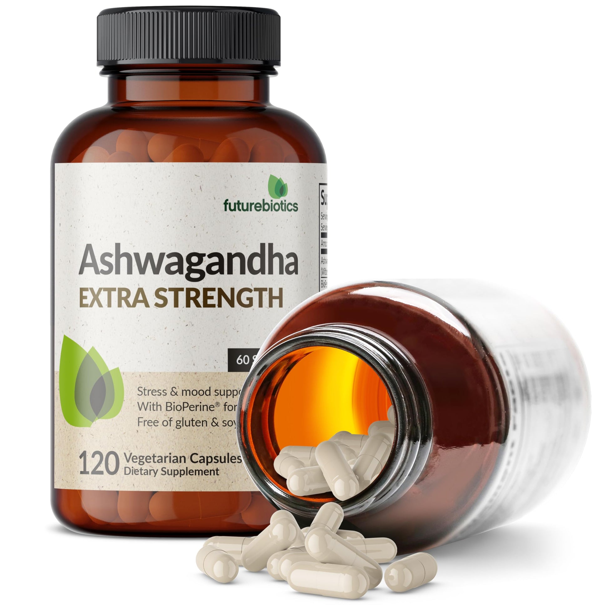 Futurebiotics Ashwagandha Extra Strength Stress & Mood Support with BioPerine Futurebiotics