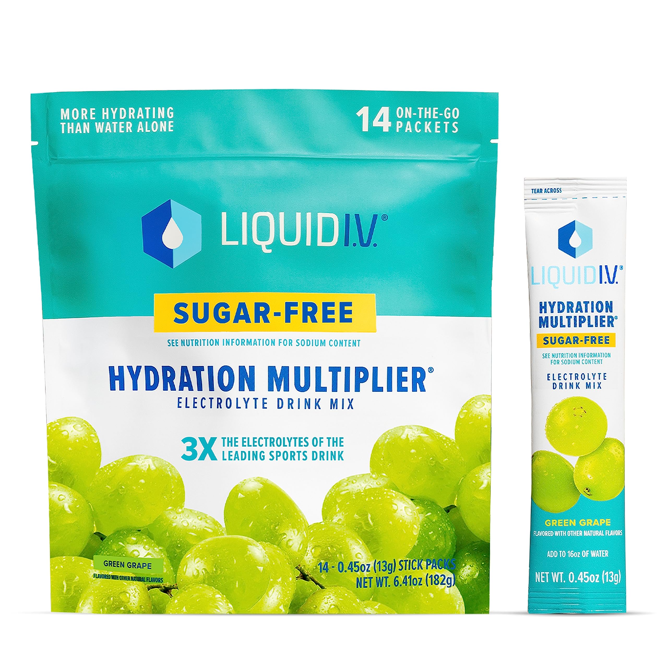 Liquid I.V. Sugar-Free Hydration Multiplier - Green Grape – Hydration Powder Packets