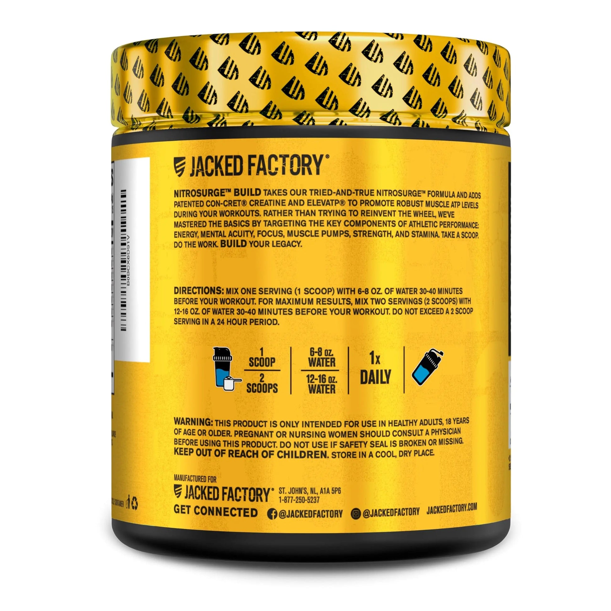 Jacked Factory Nitrosurge Build Pre Workout with Creatine for Muscle Building - Con Cret Jacked Factory