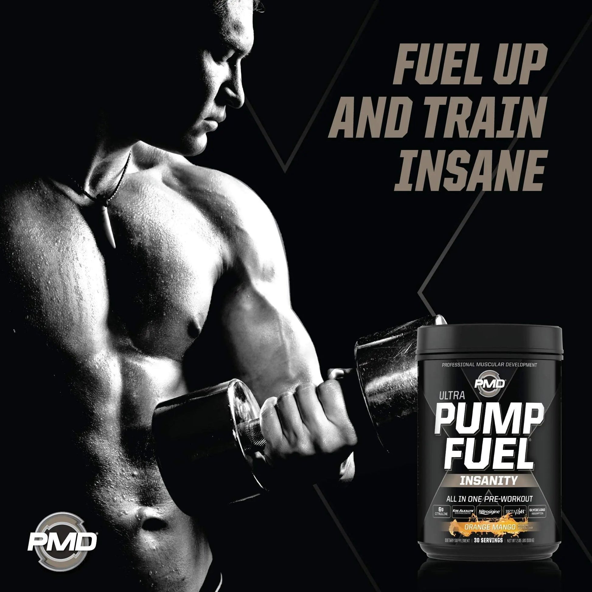 PMD Sports Ultra Pump Fuel Insanity - Pre Workout - Tropical Orange Mango (30 Servings) Sports CG5 Premium Creatine and L-Glutamine Powder (60 Servings)