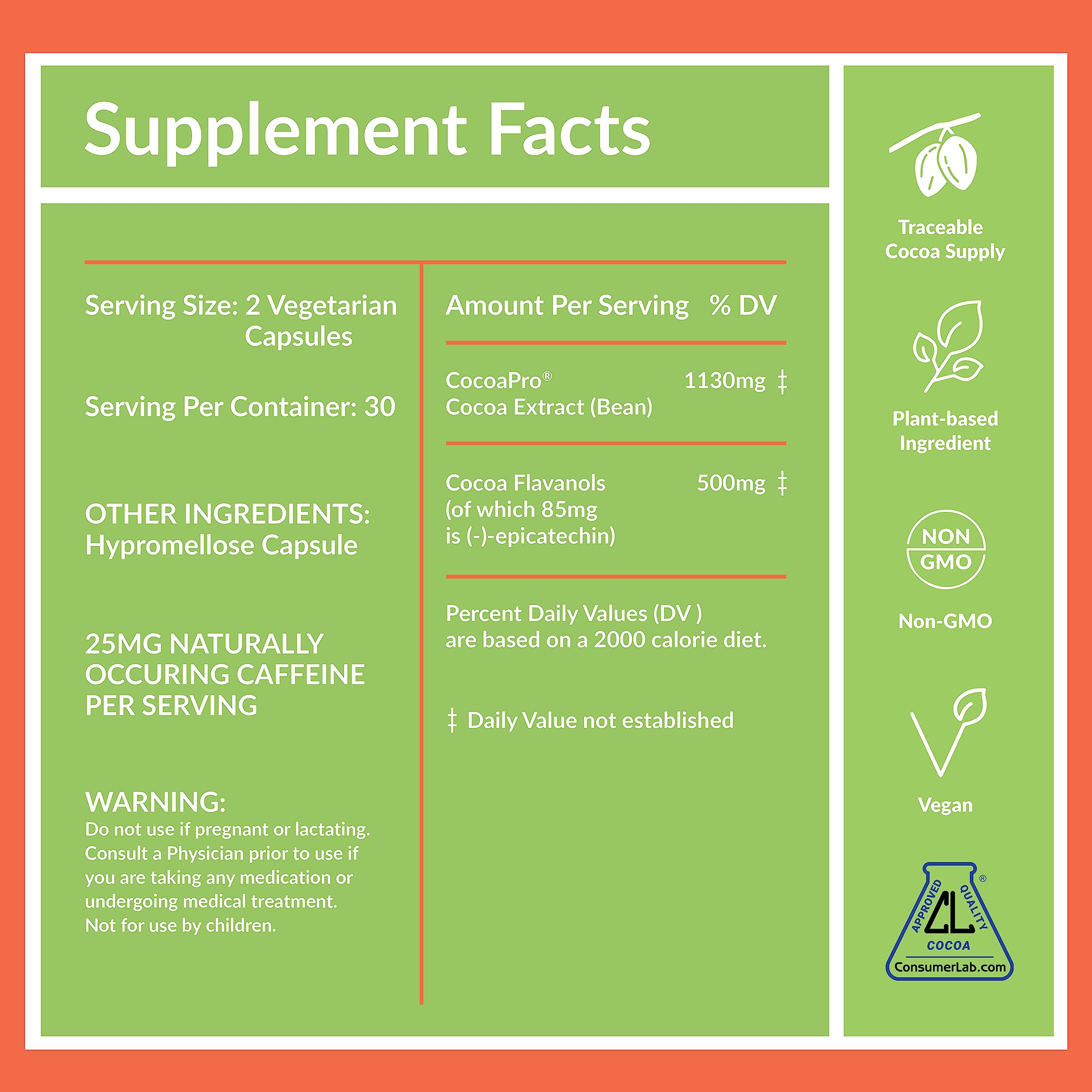 CocoaVia Cardio Health Supplement, 30 Day, 500mg Cocoa Flavanols, Support Heart Health CocoaVia