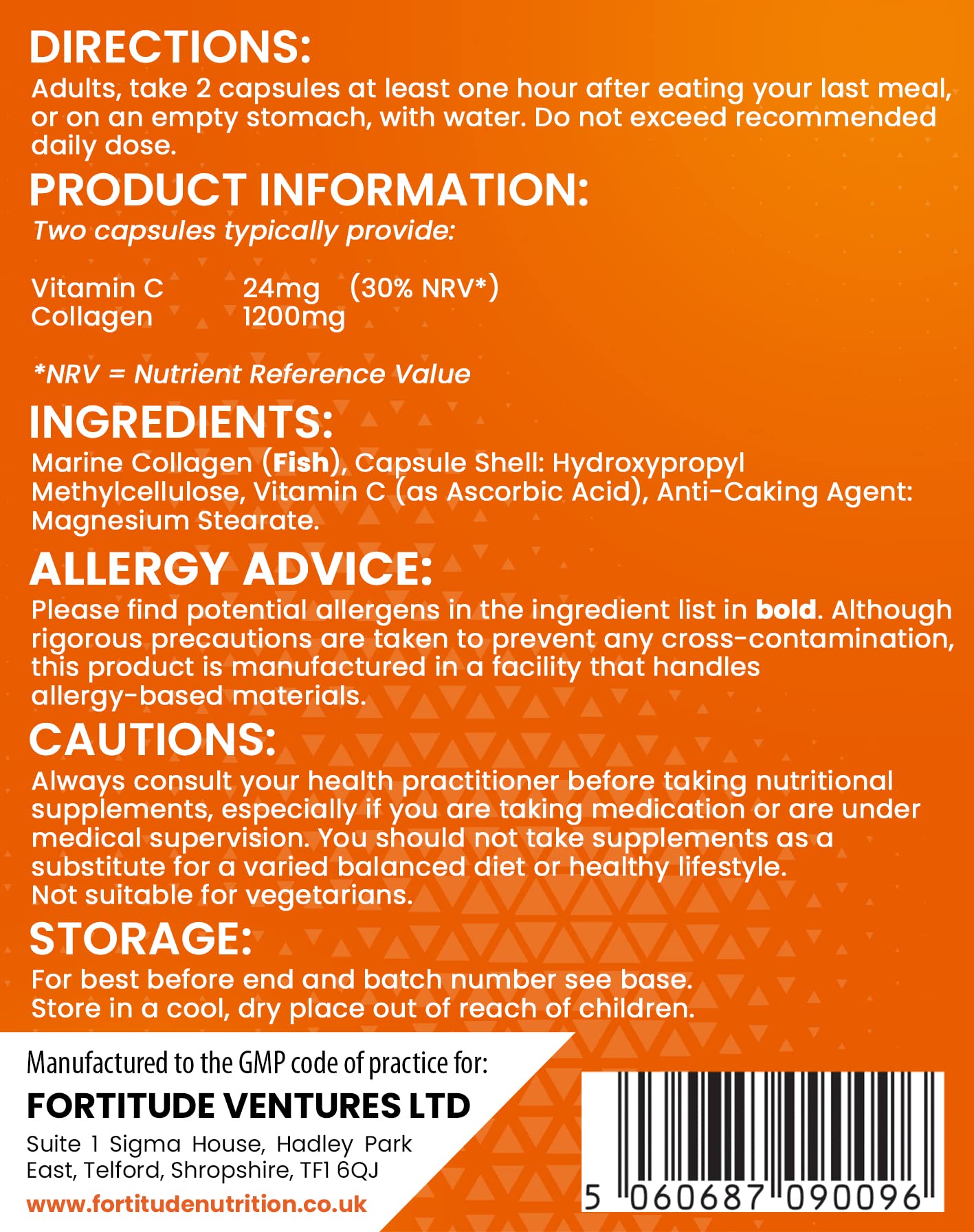 Marine Collagen Capsules | Hydrolyzed Marine Collagen with Vitamin C | High Strength Collagen Fortitude Nutrition