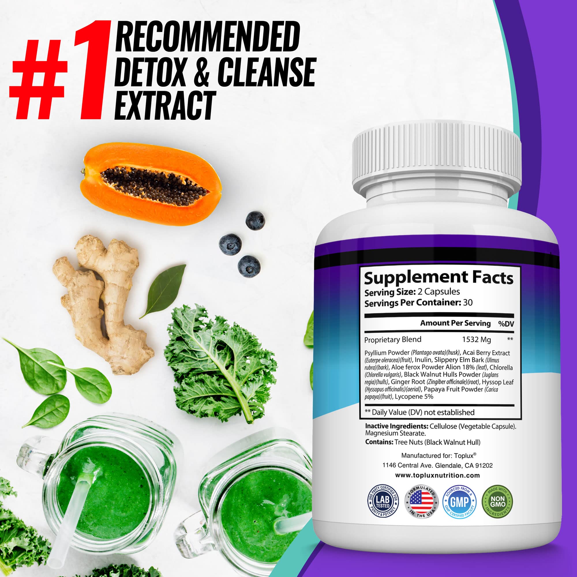 Toplux Keto Detox Pills Advanced Cleansing Extract – 1532 Mg Natural Acai Colon Toplux