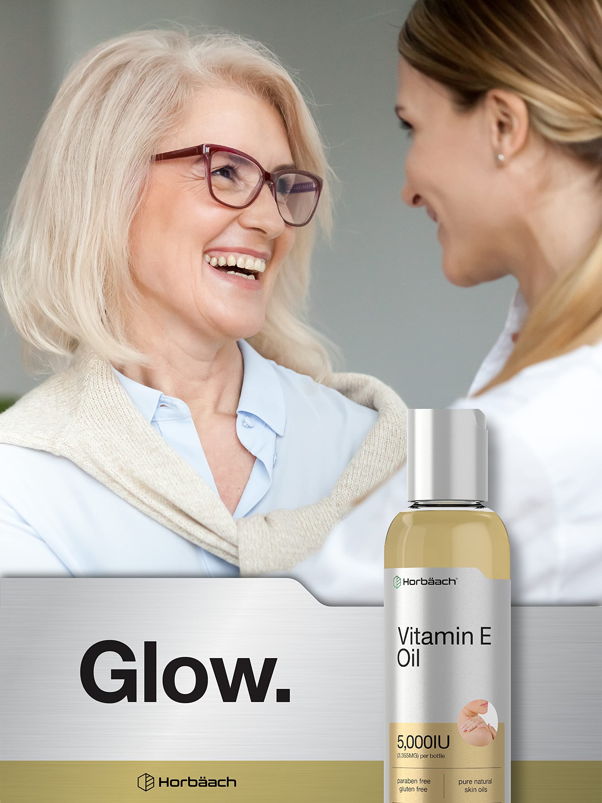 Vitamin E Oil | 5000 IU | 8 oz (2 x 4oz) Value Pack | for Skin, Hair, Face & Body | Vegetarian Horbäach