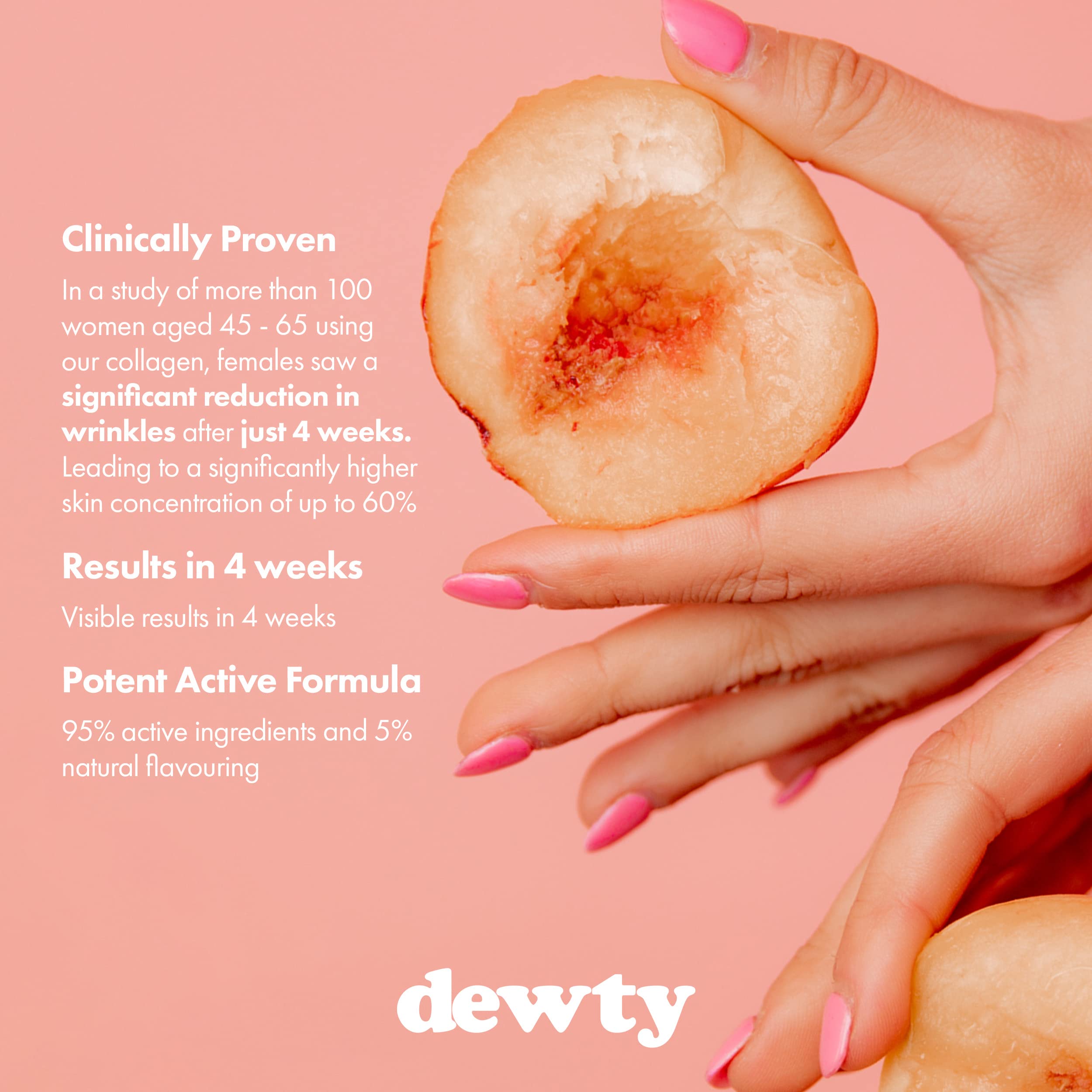 Dewty Collagen Drink - Peach Flavour Daily Collagen Supplements for Women - Individual Collagen Sachets Dewty