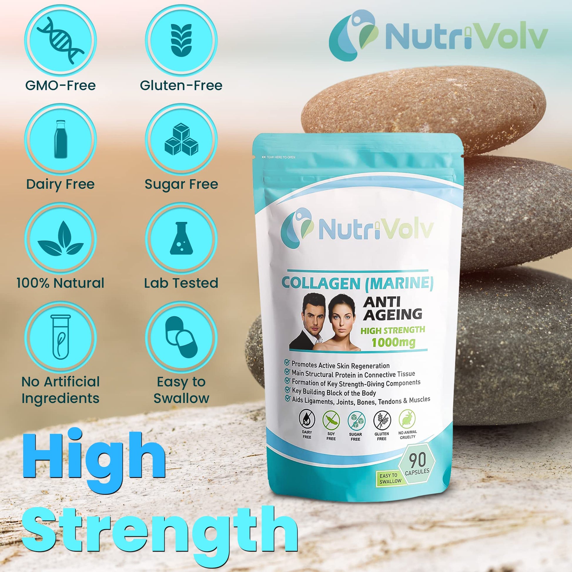 Nutrivolv Collagen Marine (1000mg) Supplement for Skin , Anti Ageing Nutrivolv